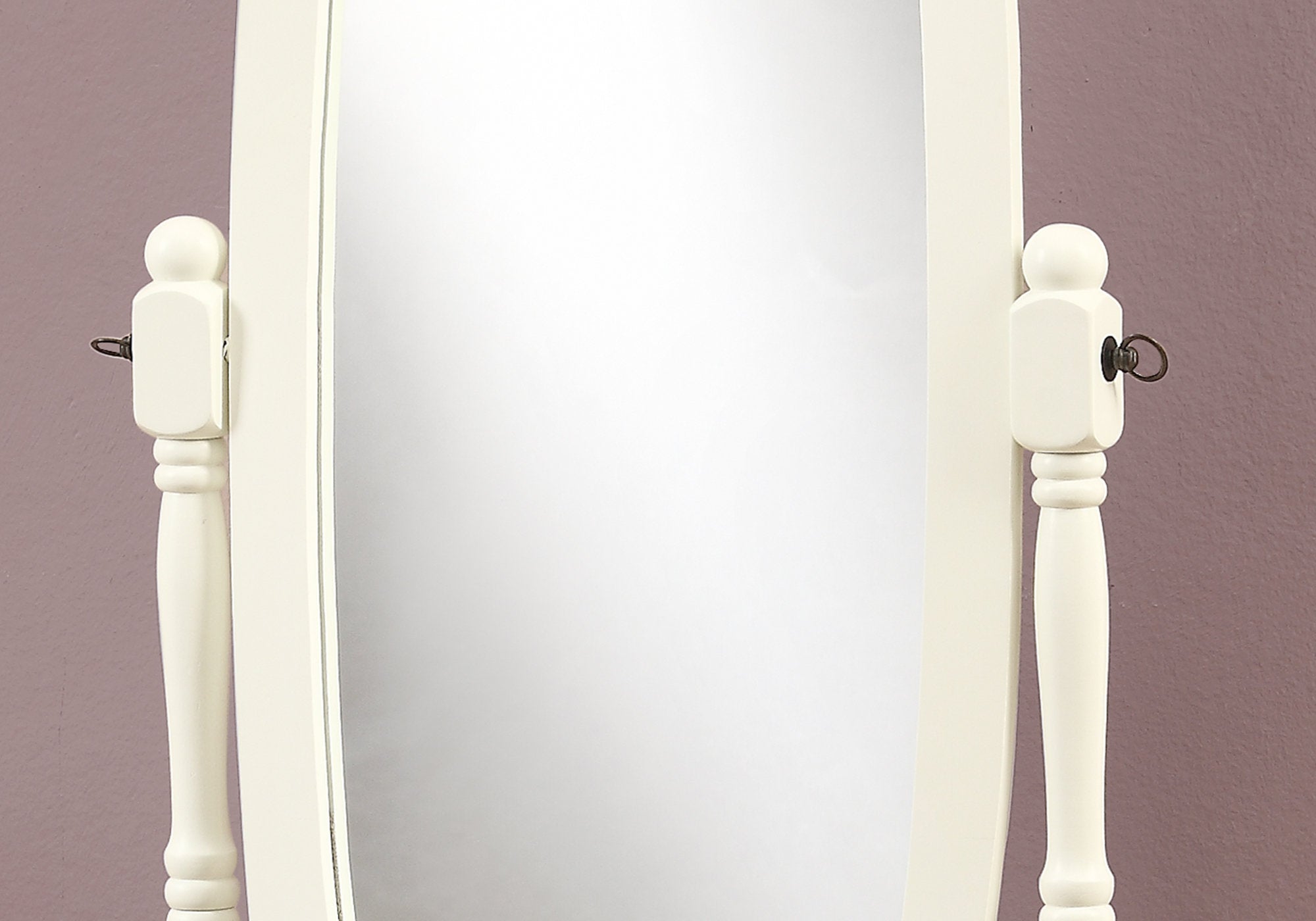 MIROIR - 59"H / CADRE BOIS OVALE BLANC ANTIQUE