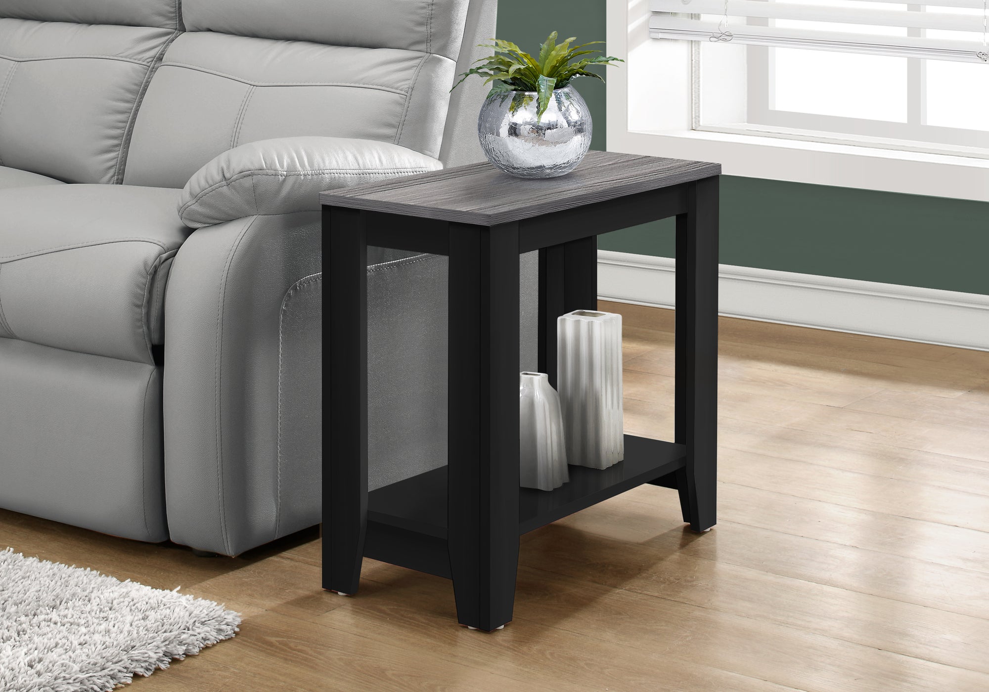 TABLE D'APPOINT - NOIR / PLATEAU GRIS