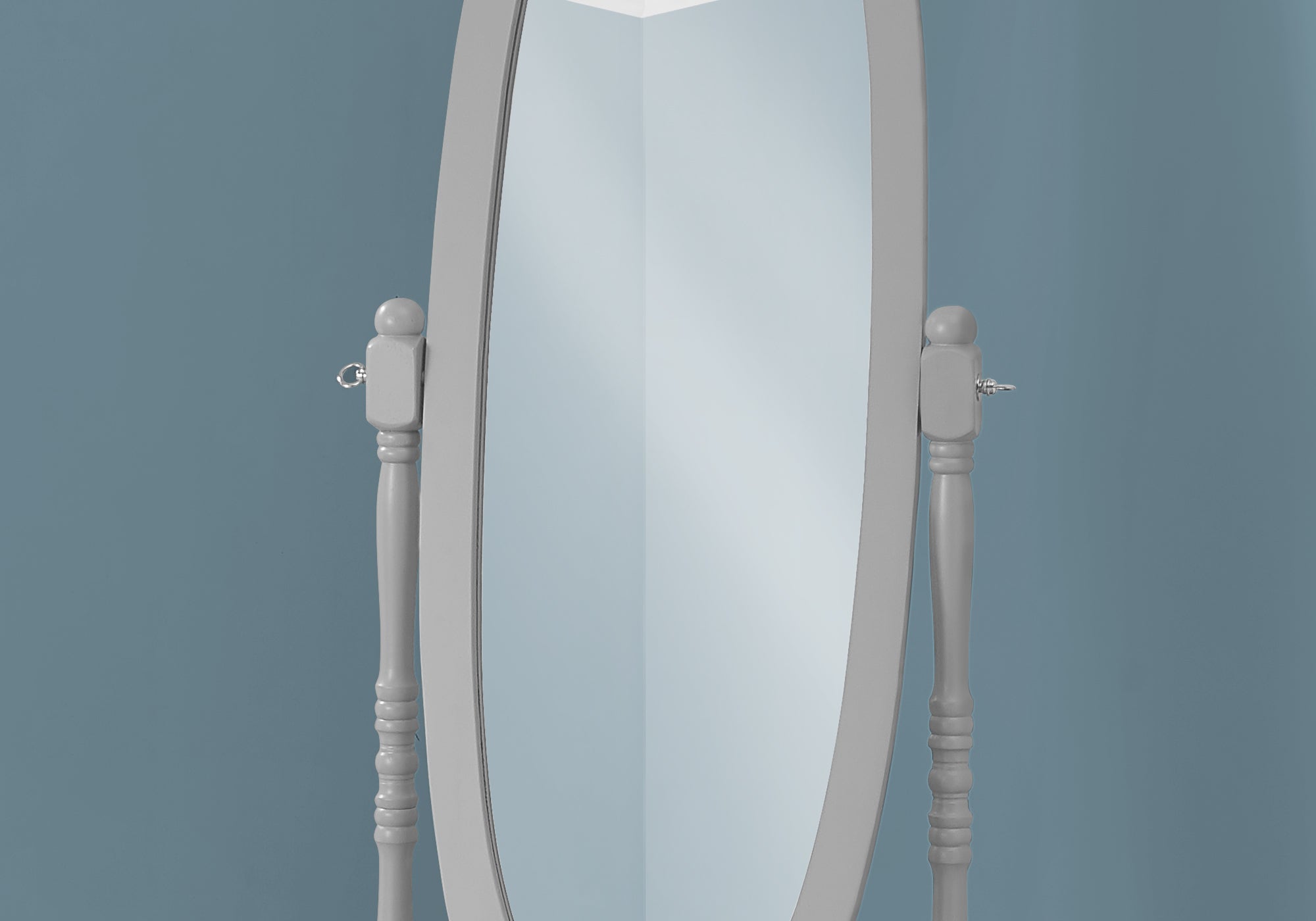 MIROIR - 59"H / CADRE BOIS OVALE GRIS