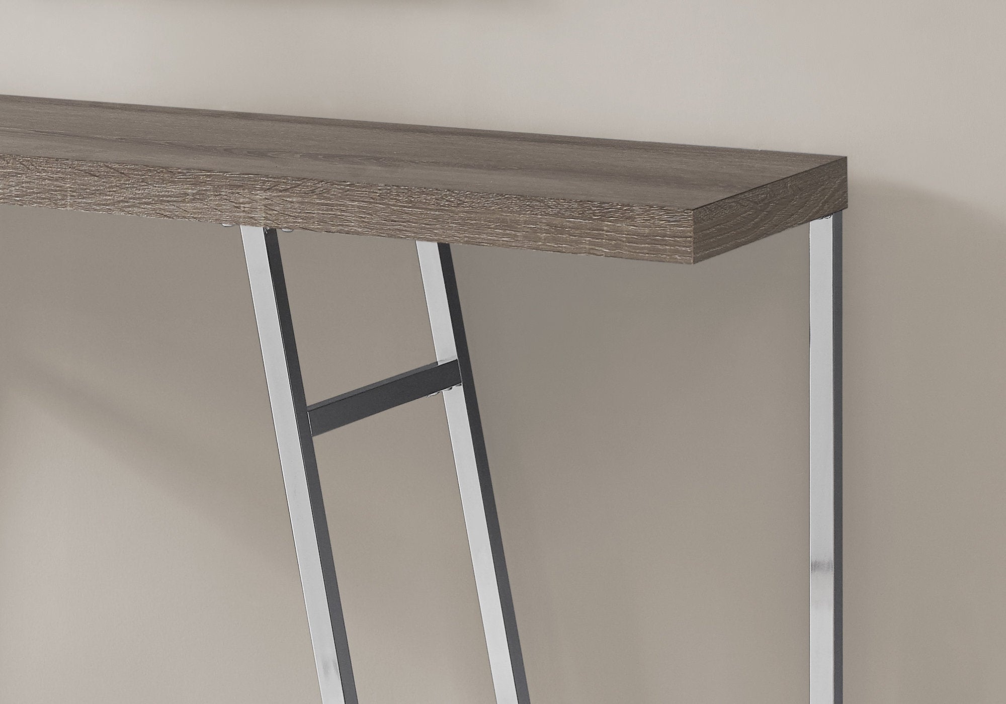 TABLE D'APPOINT - 48"L / FONCE TAUPE / METAL CHROME 