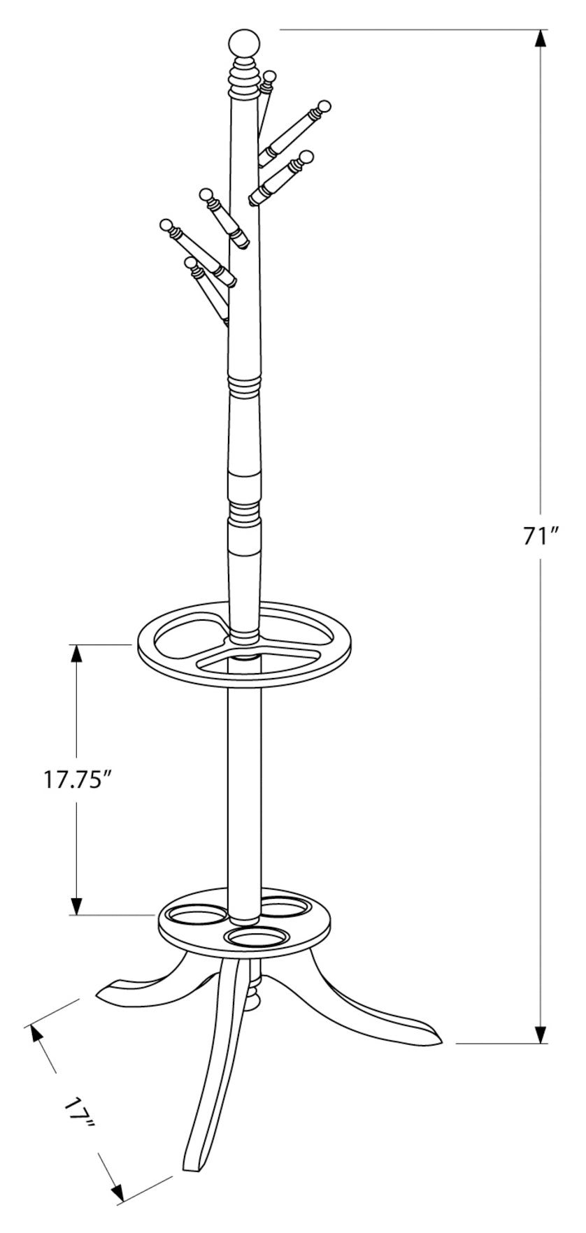 PORTE MANTEAU - 71"H / GRIS AVEC PORTE PARAPLUIE 