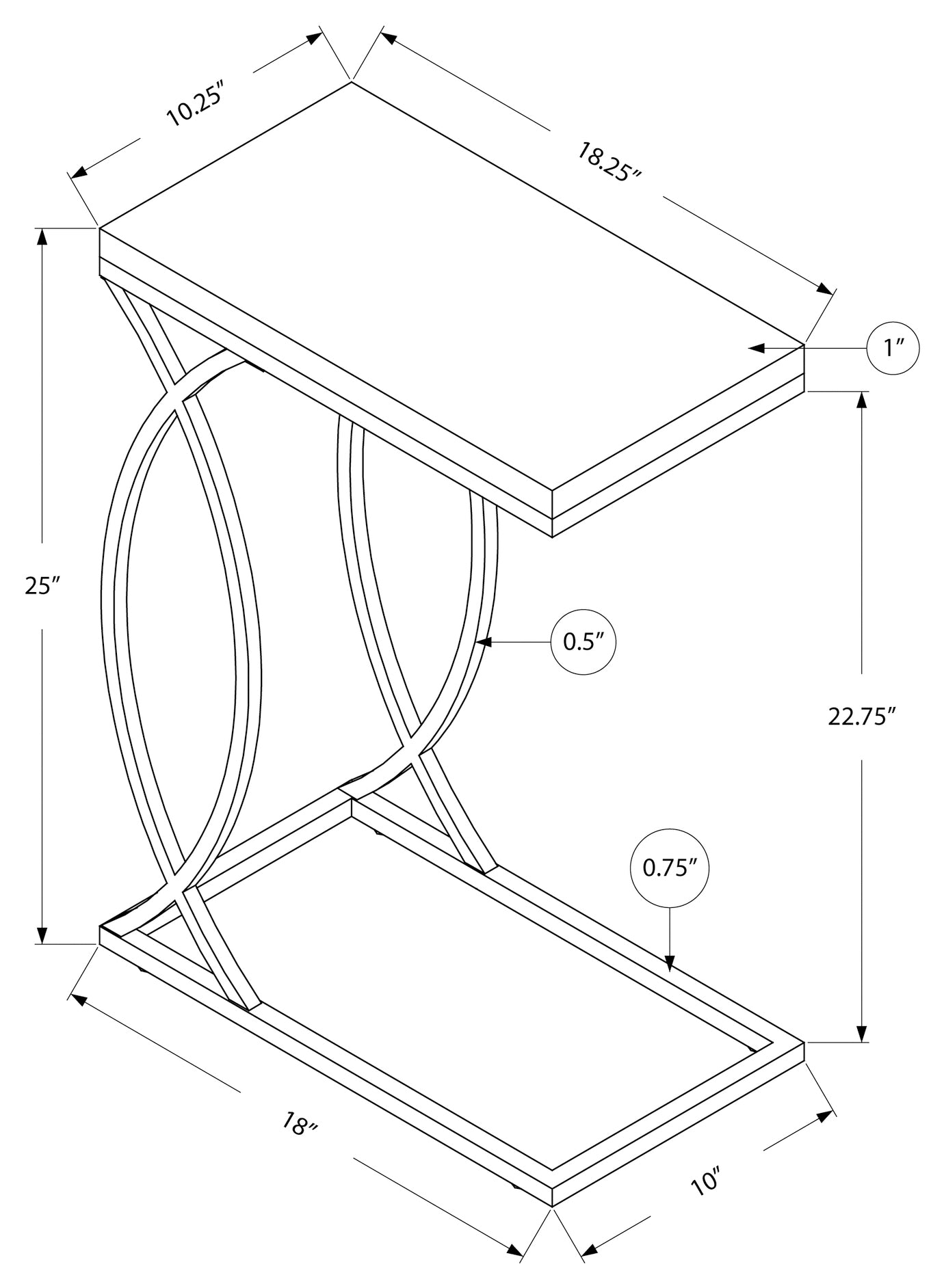 TABLE D'APPOINT - CIMENT GRIS AVEC MÉTAL CHROMÉ