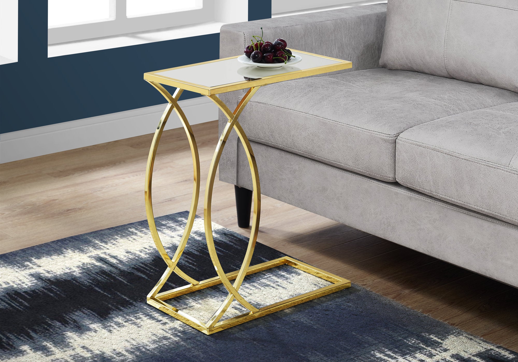 TABLE D'APPOINT - PLATEAU MIROIR AVEC MÉTAL DORÉ 