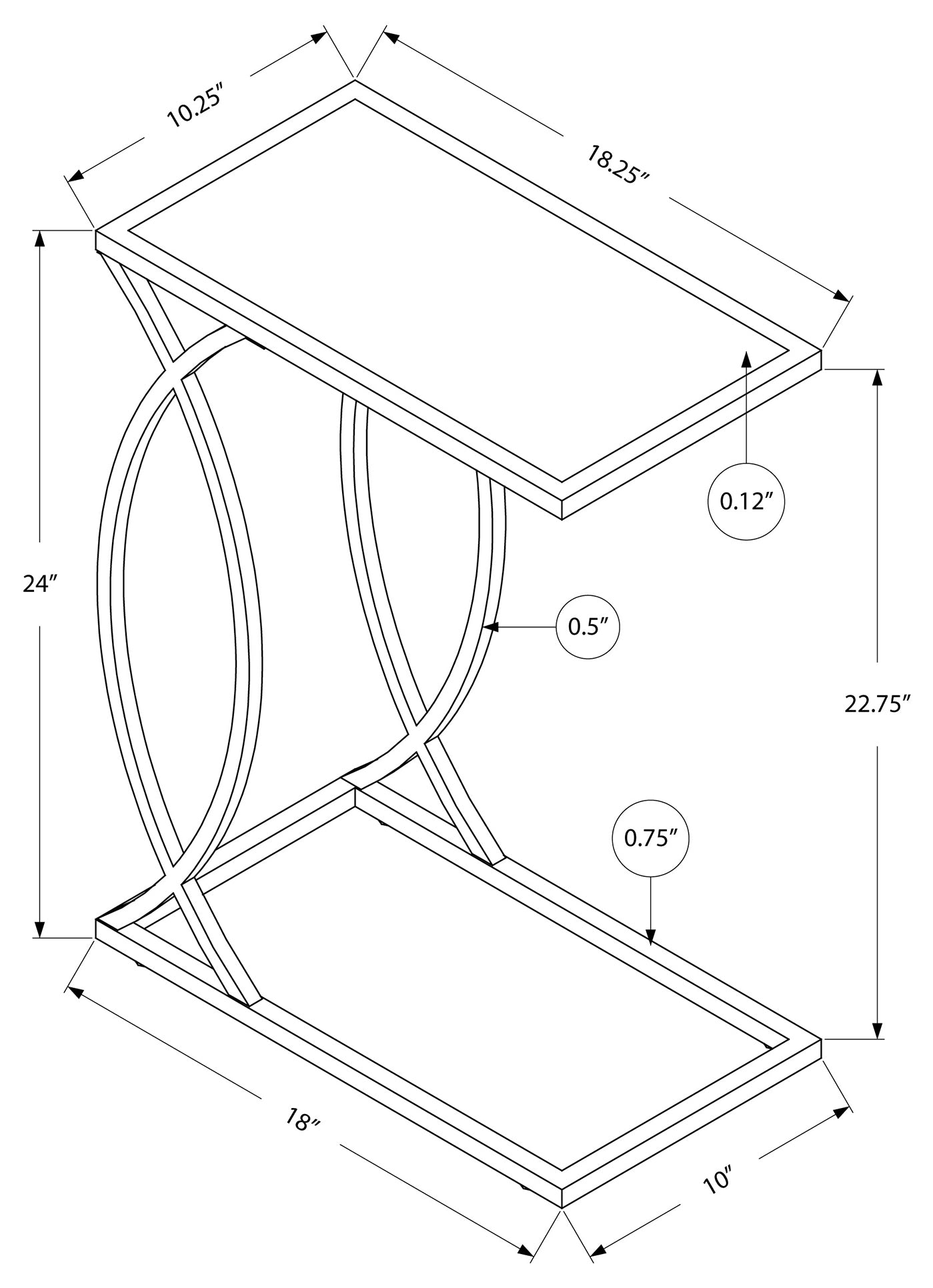 TABLE D'APPOINT - PLATEAU MIROIR AVEC MÉTAL DORÉ 
