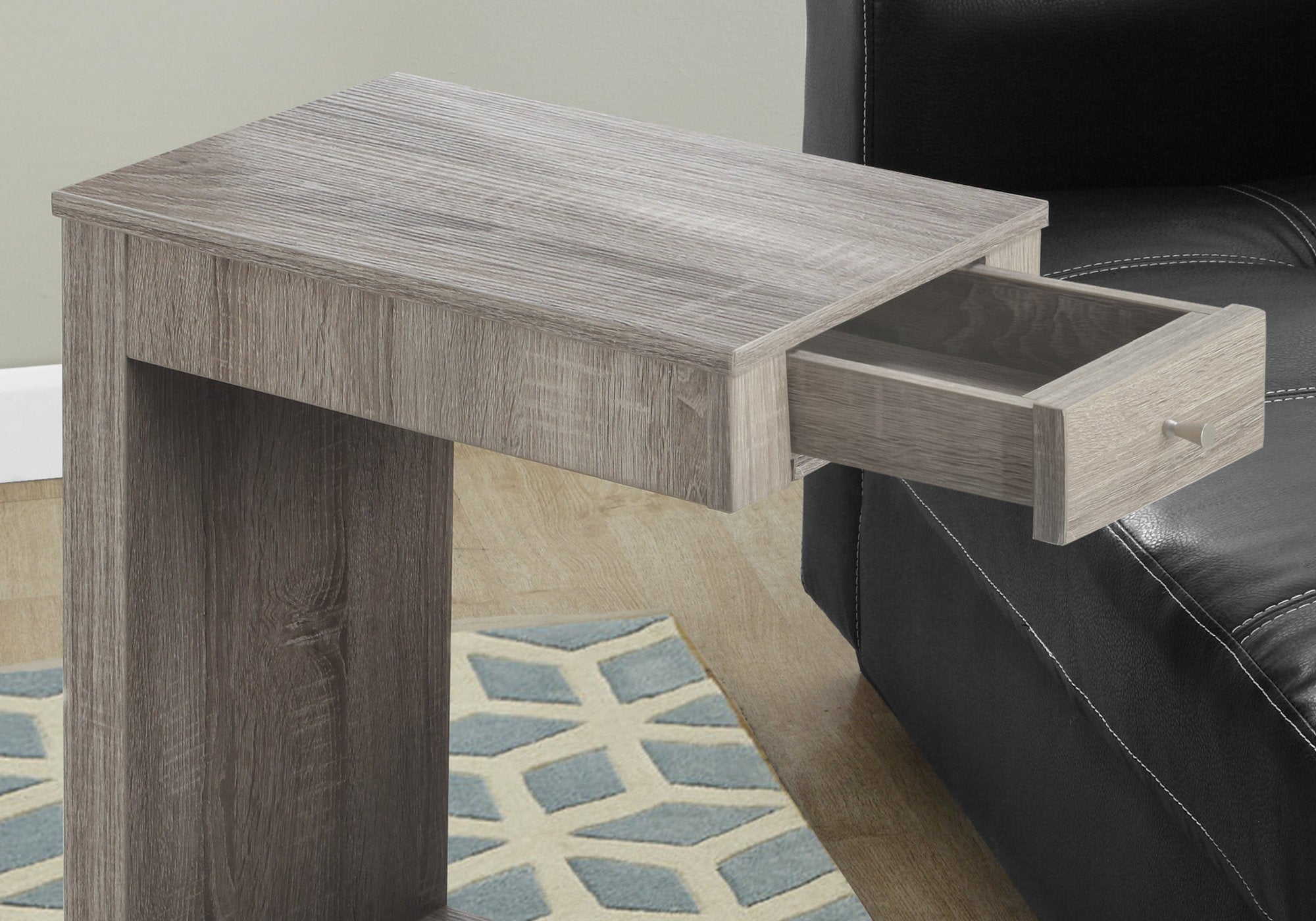 TABLE D'APPOINT - TAUPE FONCE AVEC UN TIROIR