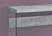 TABLE D'APPOINT - 44"L / CIMENT GRIS / VERRE TREMPÉ 
