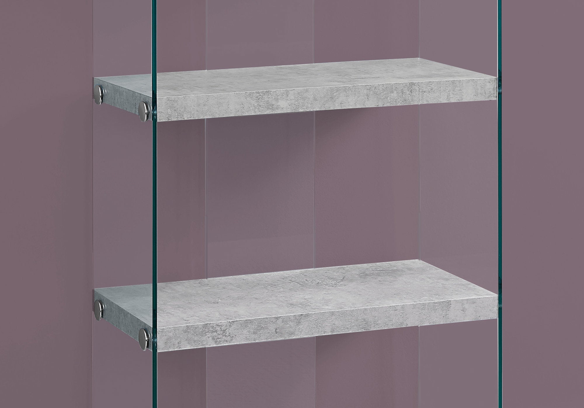 BIBLIOTHÈQUE - 60"H / CIMENT GRIS AVEC VERRE TREMPÉ