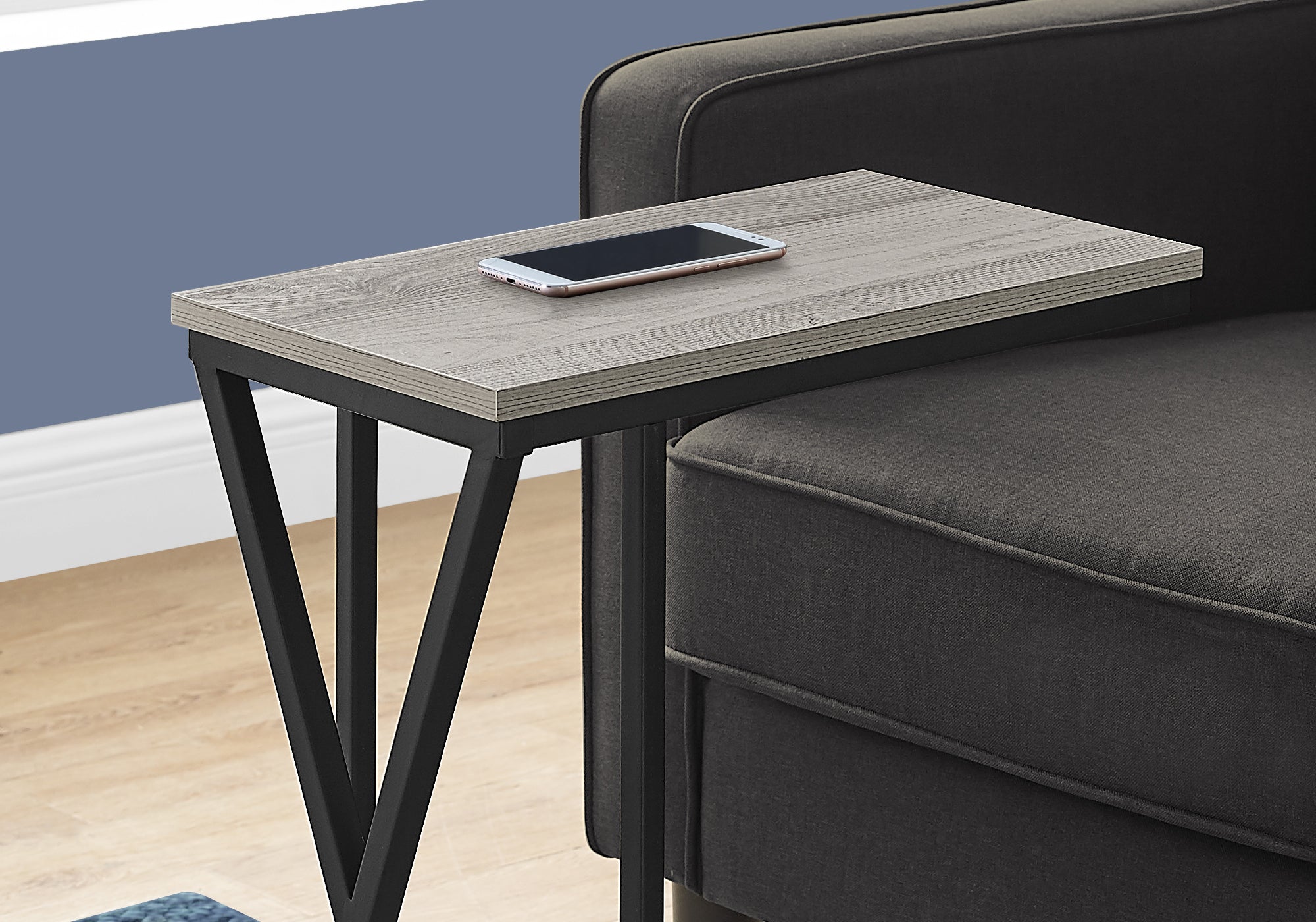 TABLE D'APPOINT - 25"H / GRIS / METAL NOIR 