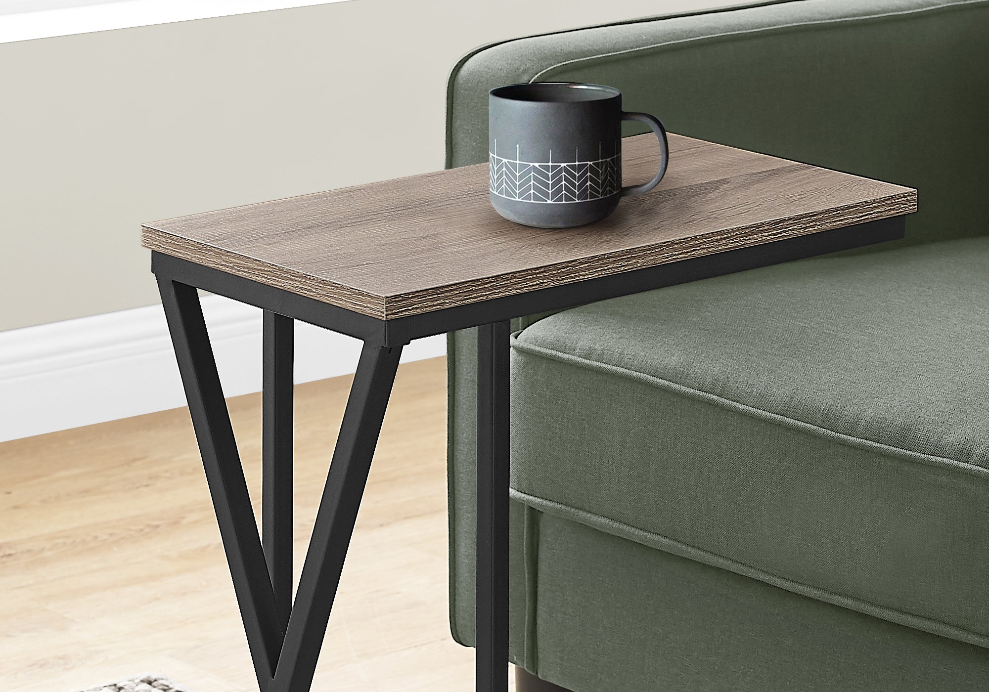 TABLE D'APPOINT - 25"H / TAUPE FONCE / METAL NOIR 