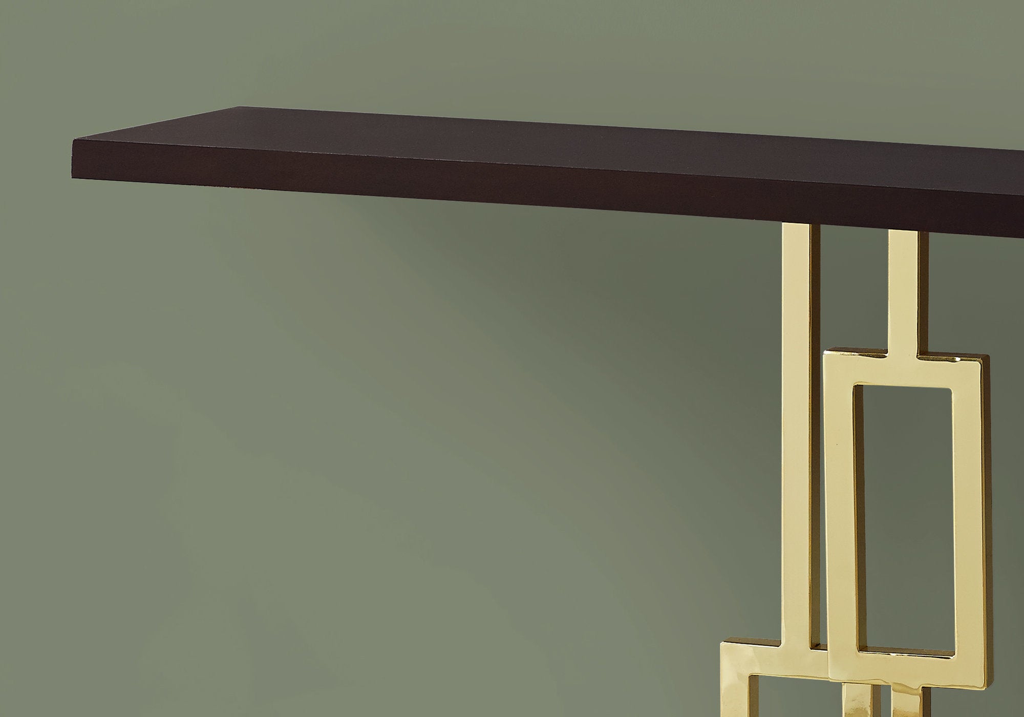 TABLE D'APPOINT - 48"L / ESPRESSO / MÉTAL DORÉ 