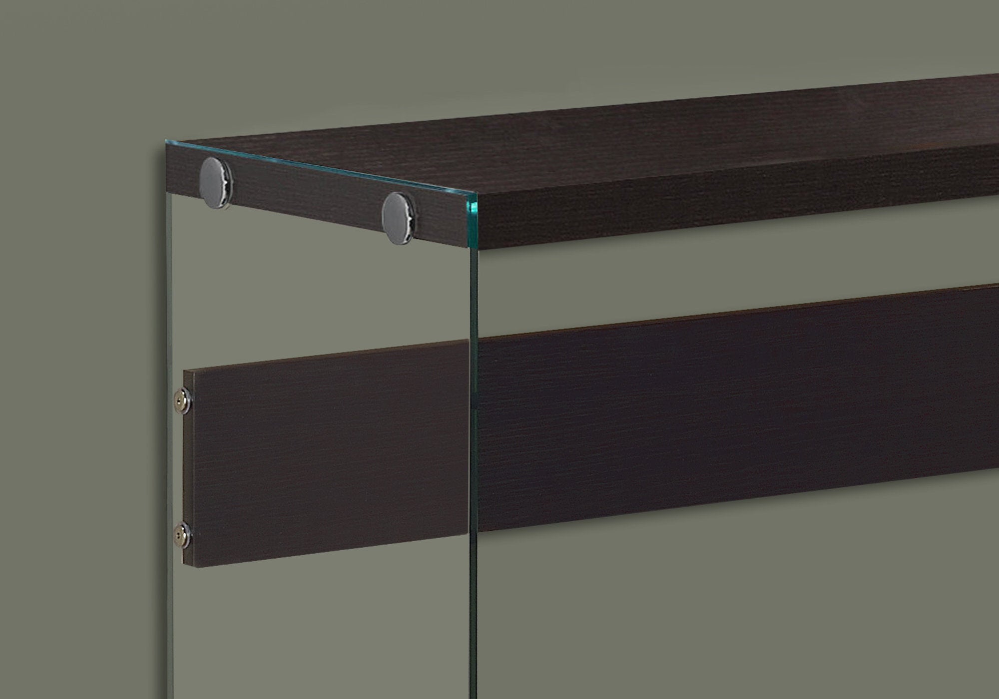 TABLE D'APPOINT - 44"L / ESPRESSO / VERRE TREMPÉ 