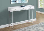 TABLE D'APPOINT - 48"L / BLANC BRILLANT / METAL CHROME 