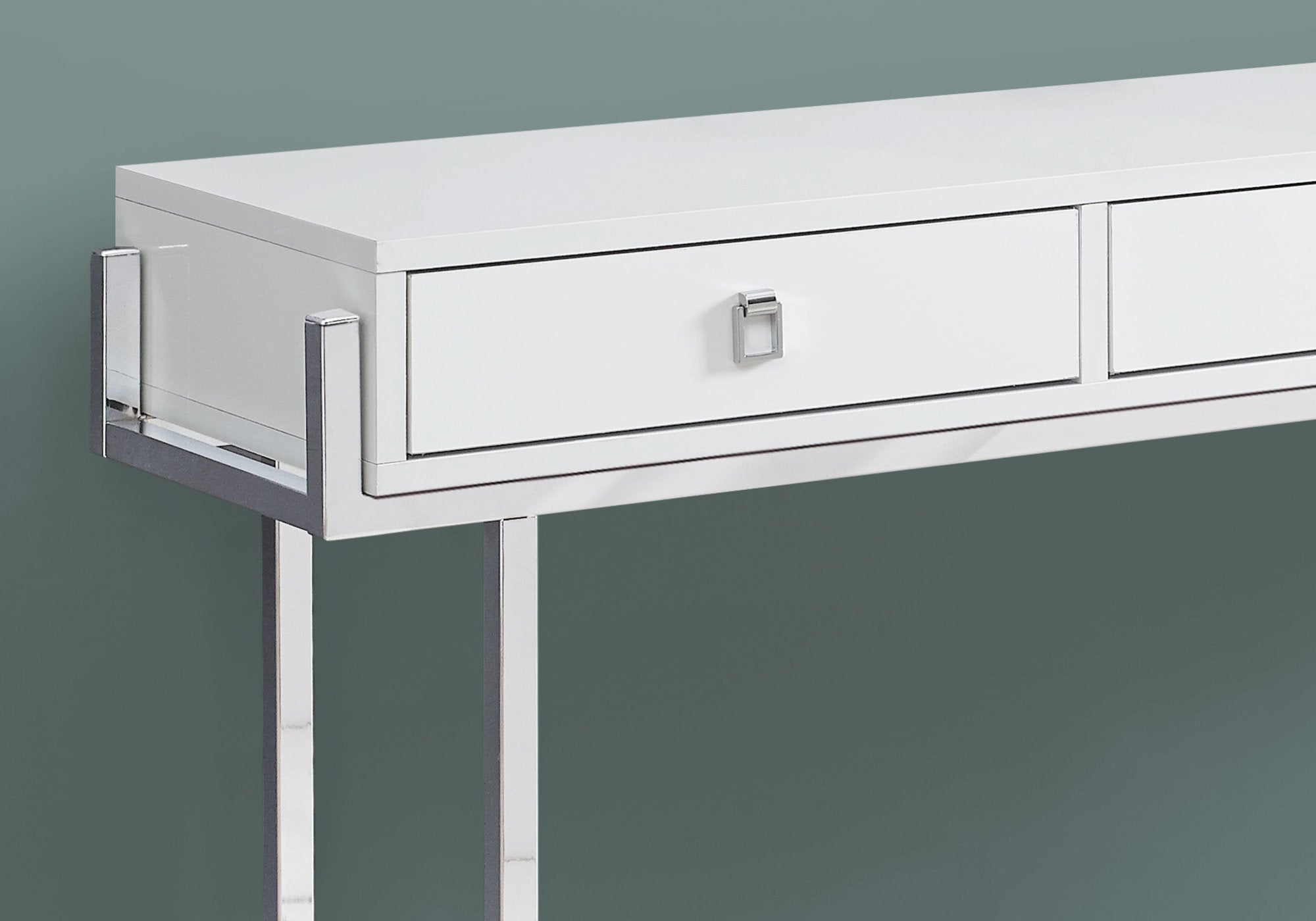 TABLE D'APPOINT - 48"L / BLANC BRILLANT / METAL CHROME 