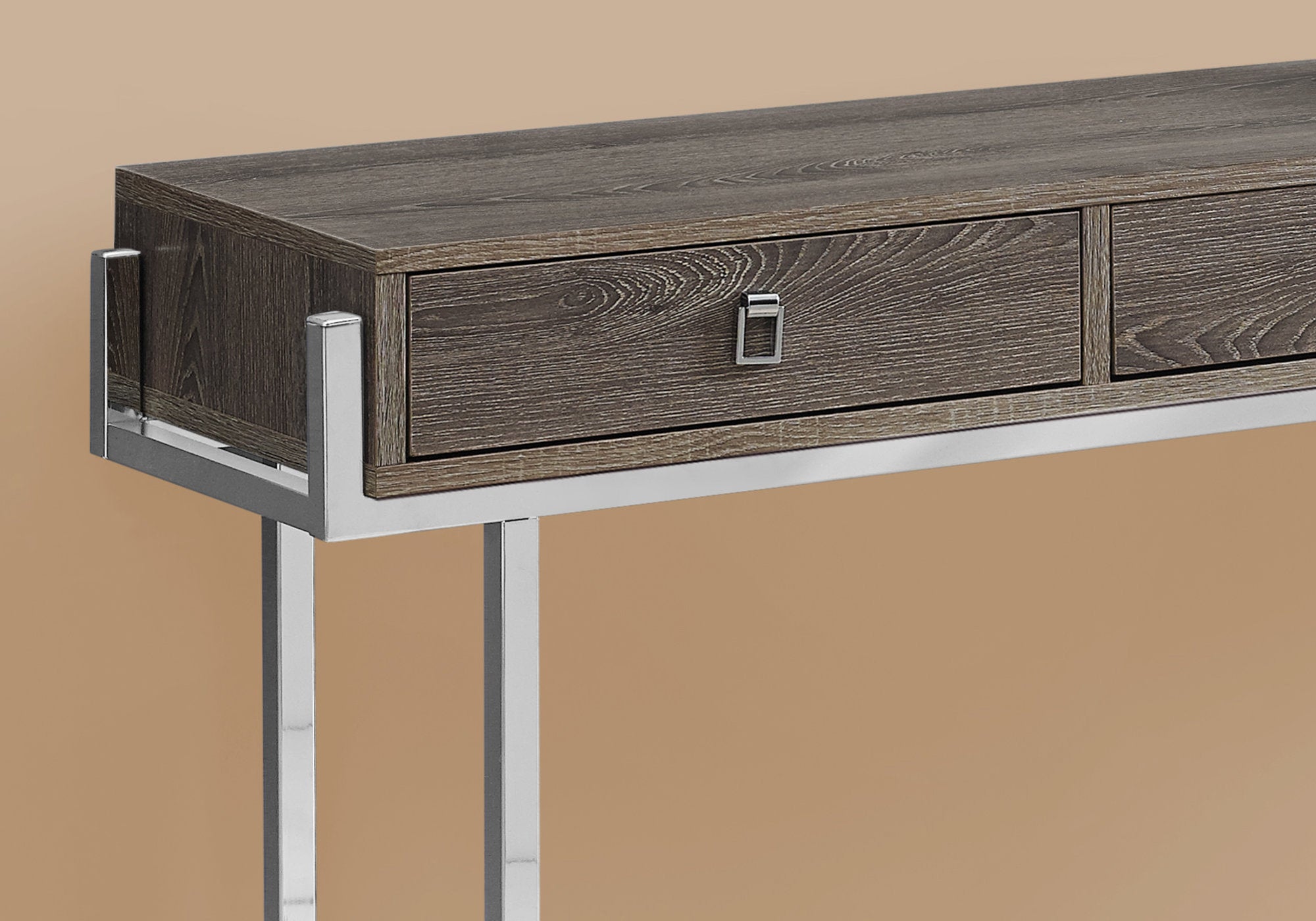 TABLE D'APPOINT - 48"L / FONCE TAUPE / METAL CHROME 