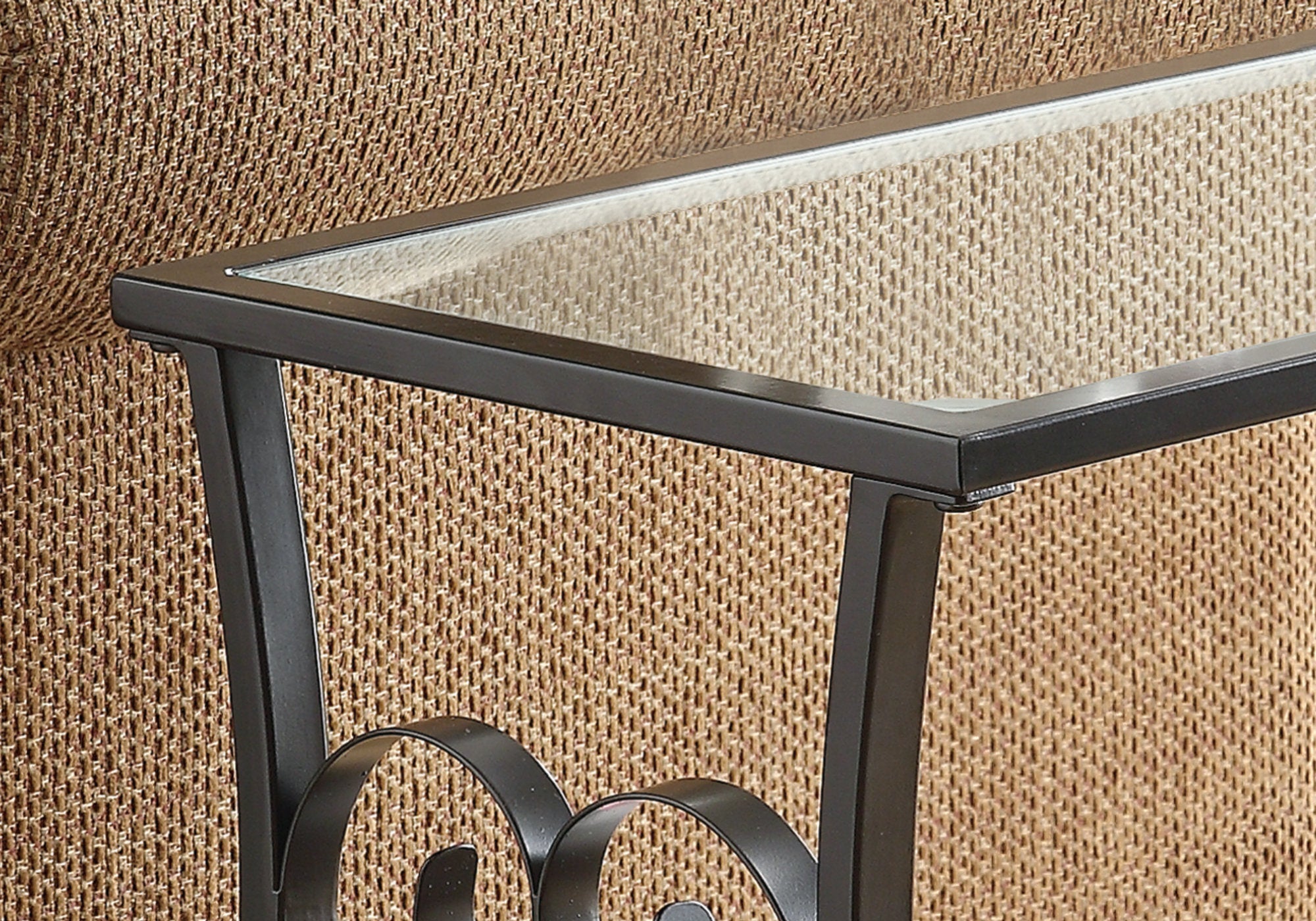 TABLE D'APPOINT - MÉTAL NOIR SATINÉ AVEC VERRE TREMPÉ