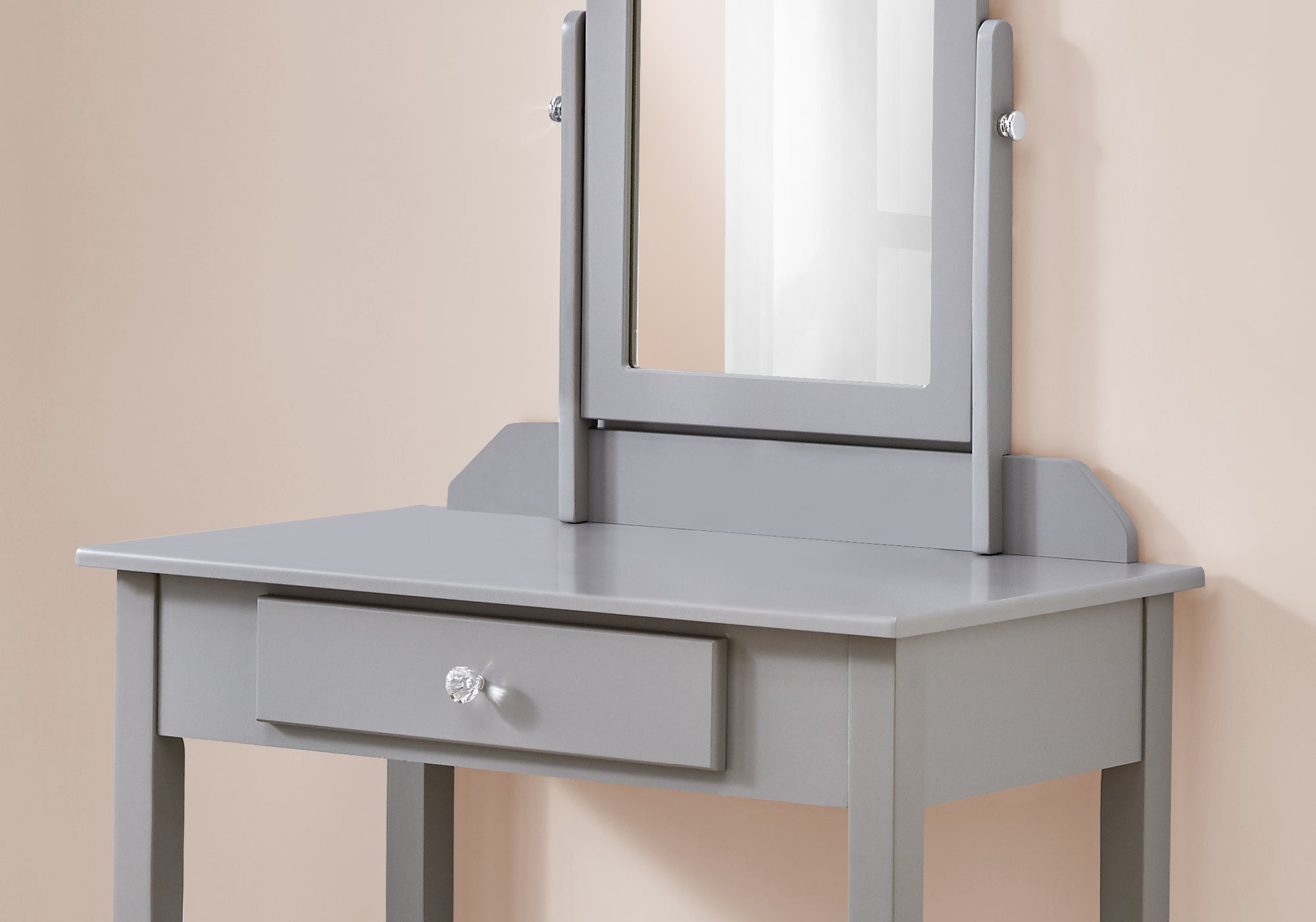 MEUBLE-LAVABO - GRIS / MIROIR ET TIROIR DE RANGEMENT 