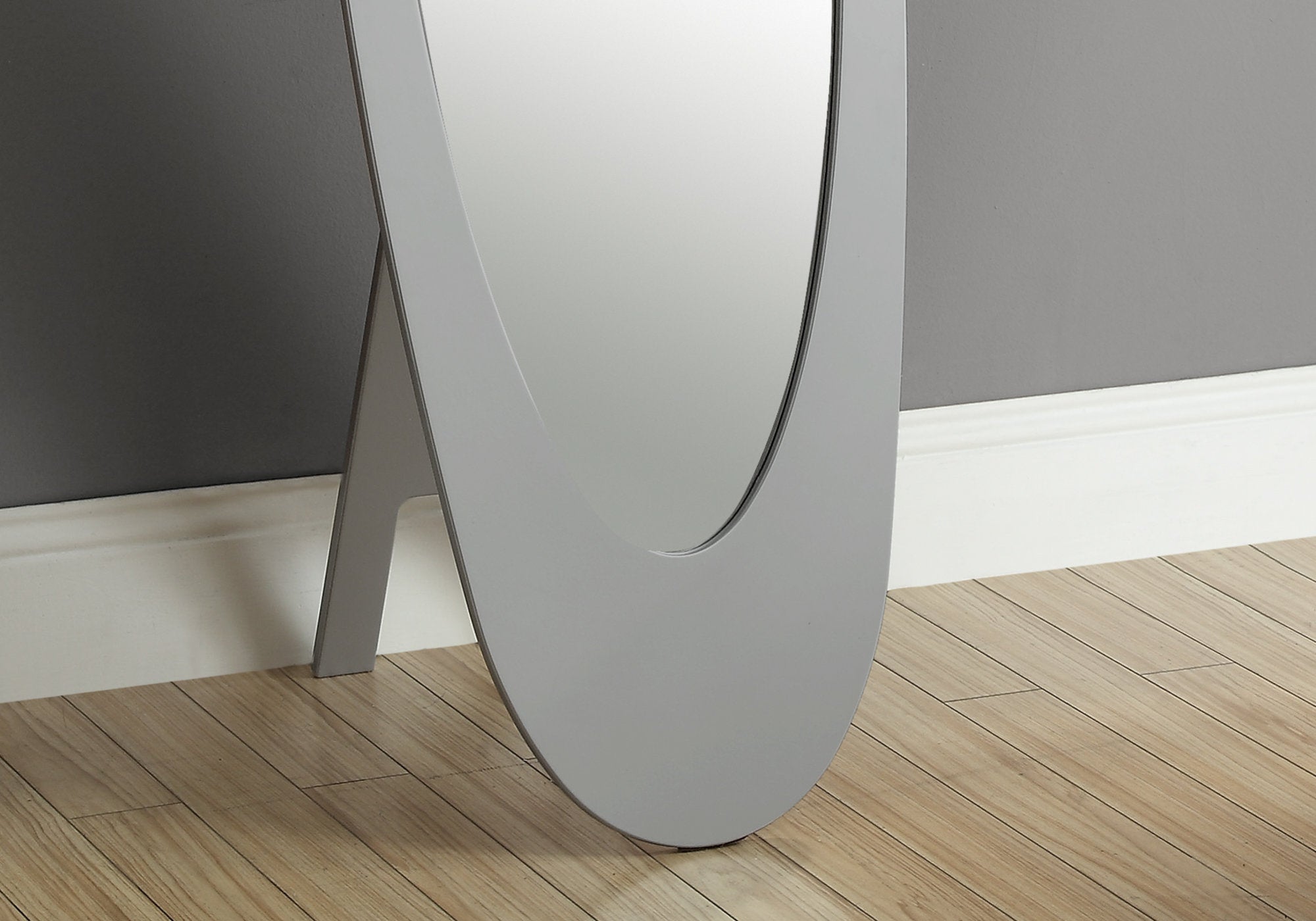 MIROIR - 59"H / CADRE OVALE CONTEMPORAIN GRIS