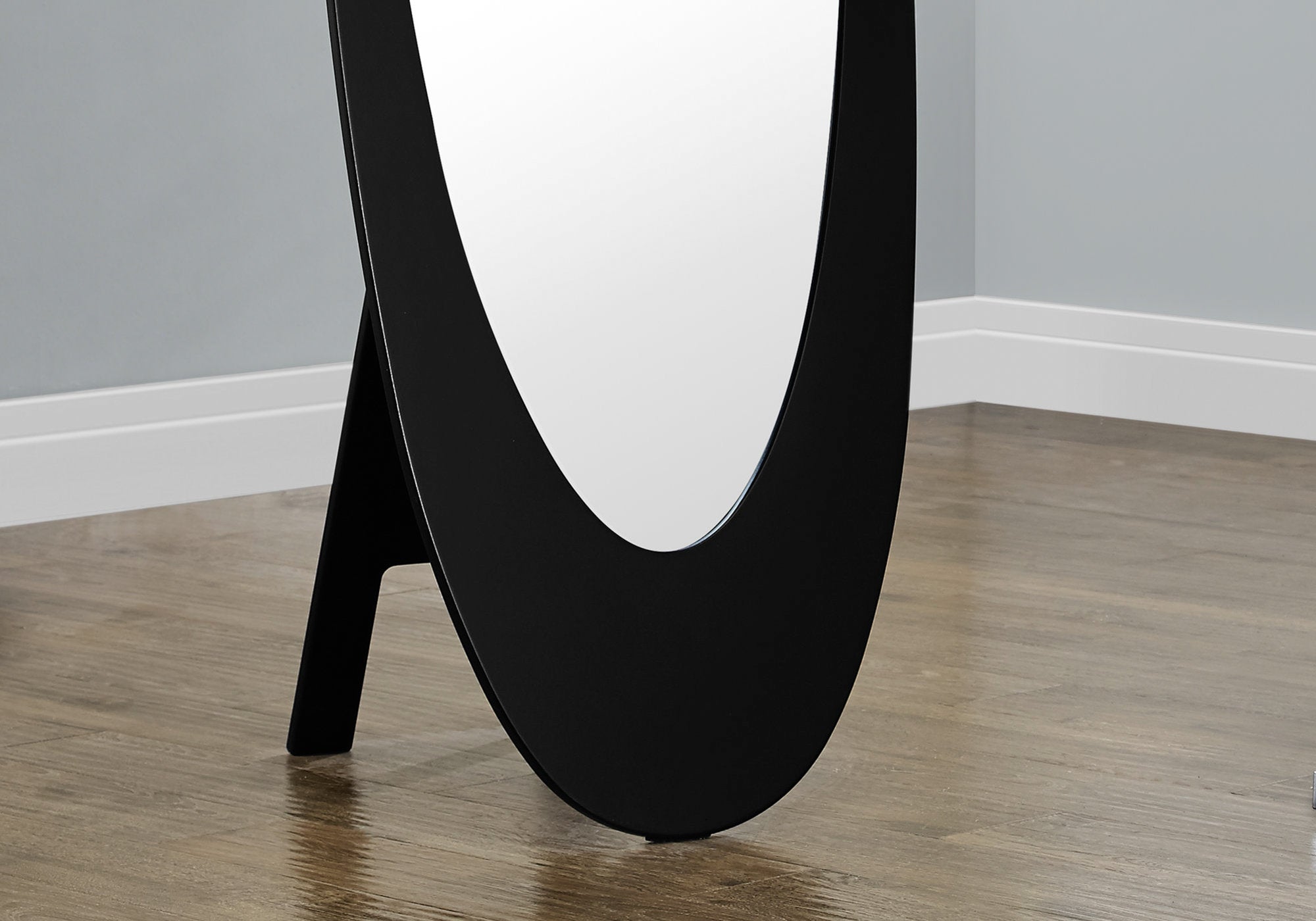 MIROIR - 59"H / CADRE OVALE CONTEMPORAIN NOIR