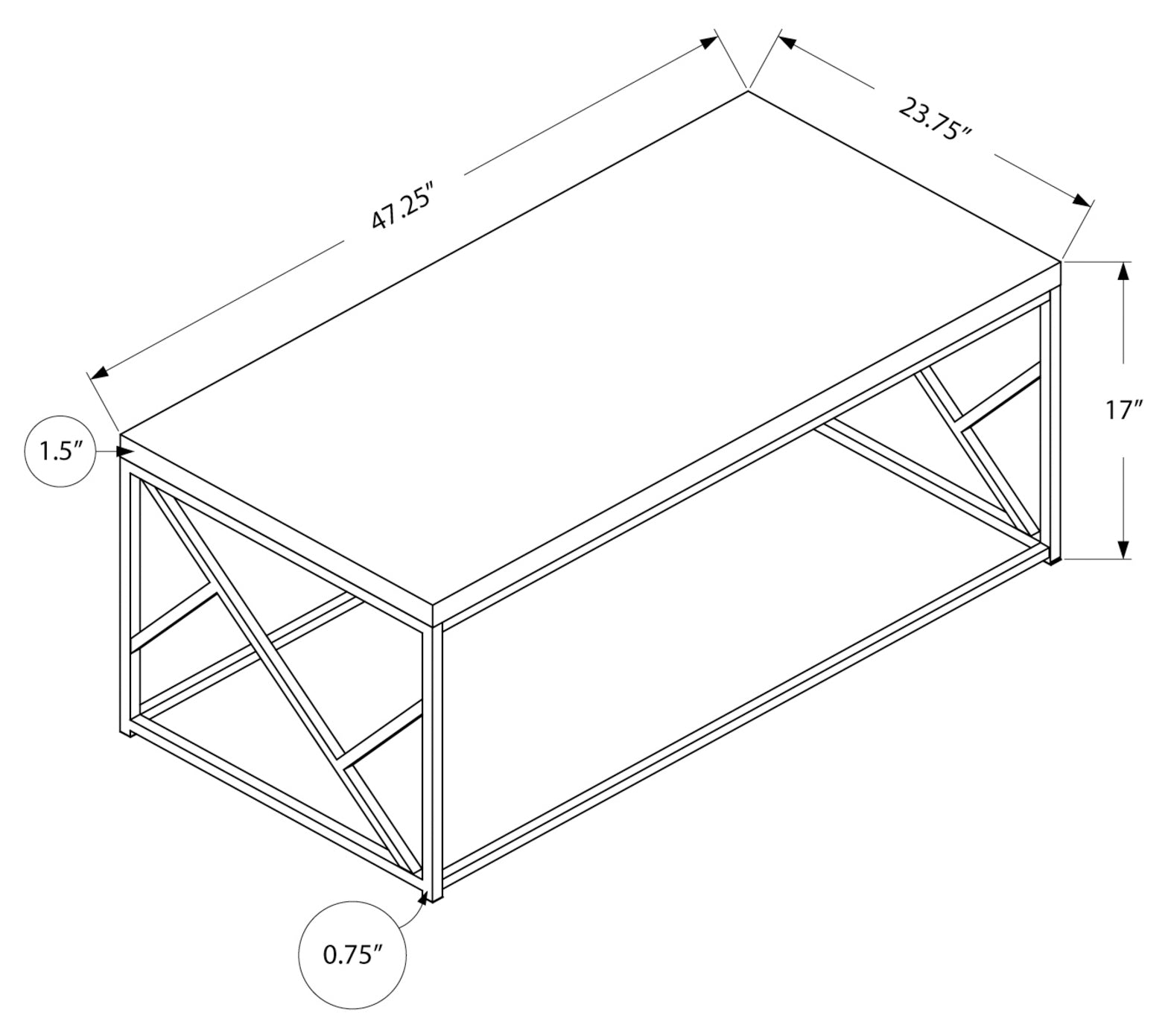 TABLE BASSE - CIMENT GRIS ET MÉTAL CHROMÉ