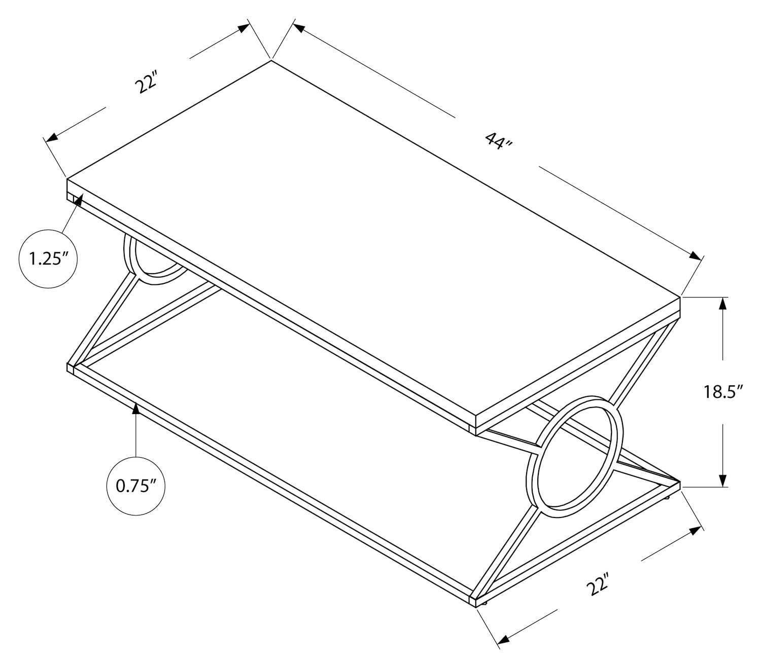 TABLE BASSE - BLANC BRILLANT AVEC MÉTAL CHROMÉ 