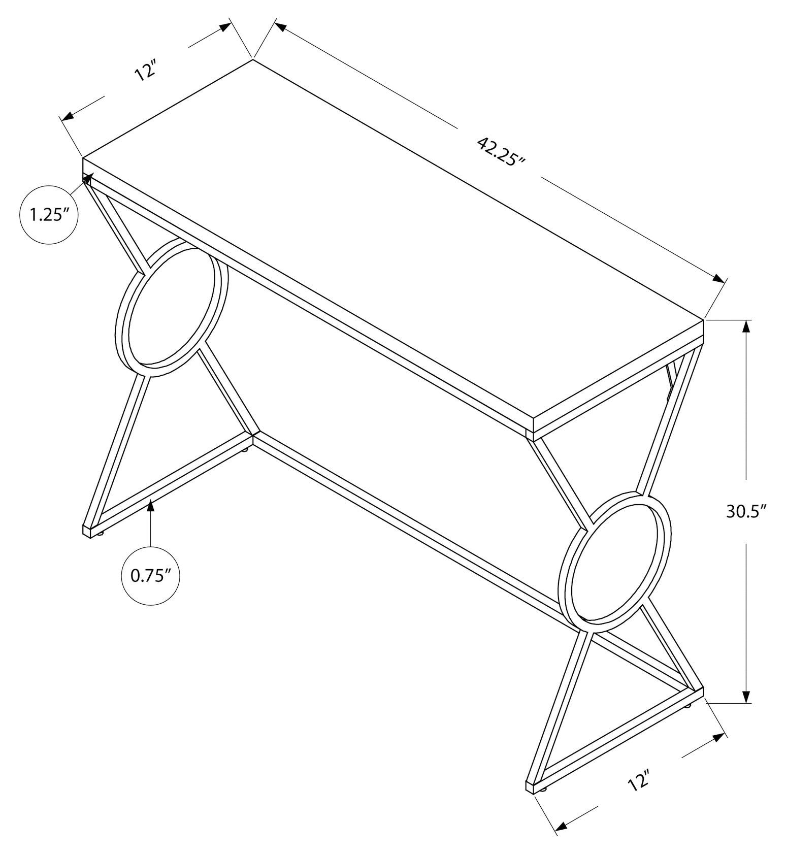 TABLE D'APPOINT - 42"L / BLANC BRILLANT / METAL CHROME 