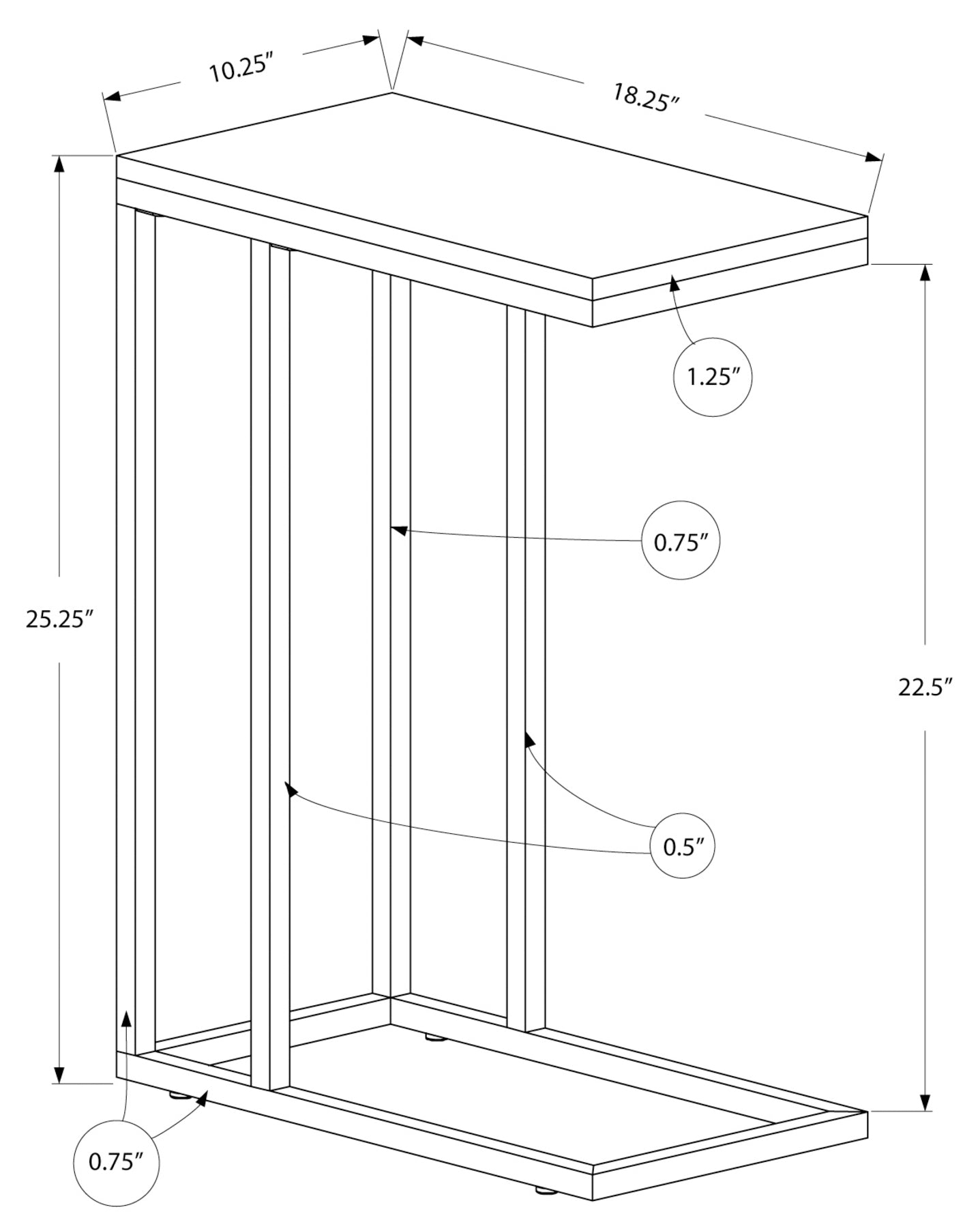 TABLE D'APPOINT - SIMILI BOIS GRIS / MÉTAL NOIR 