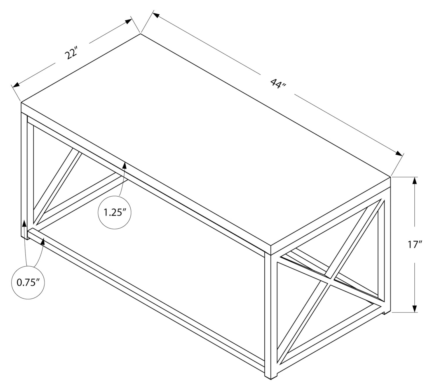 TABLE BASSE - ASPECT BOIS TAUPE / MÉTAL NOIR