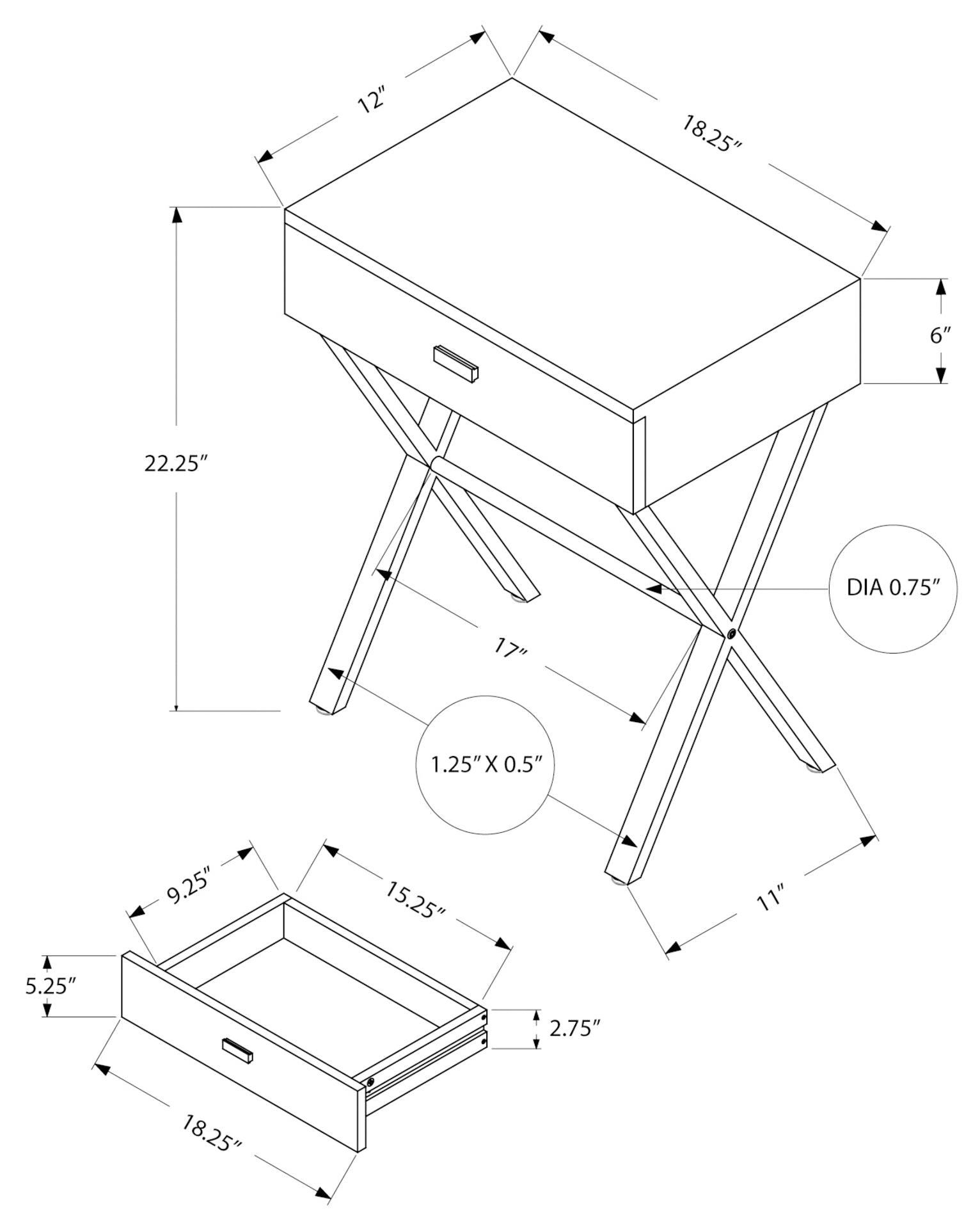 TABLE D'APPOINT - 24"H / BOIS DE RÉCUPÉRATION GRIS / MÉTAL NOIR 