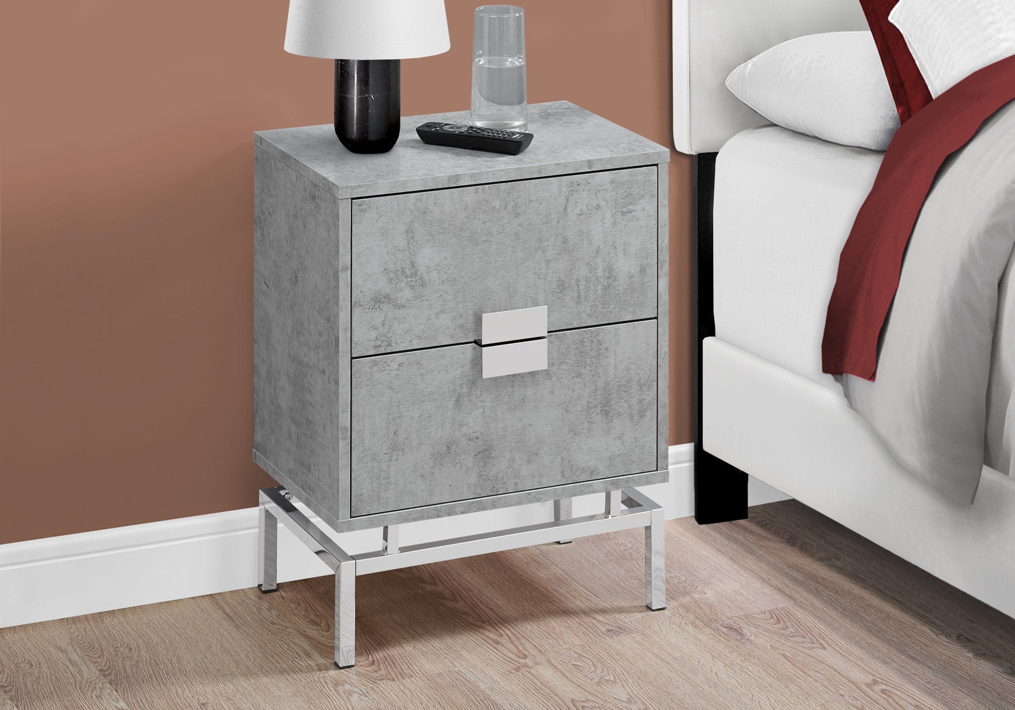 TABLE D'APPOINT - 24"H / CIMENT GRIS / METAL CHROME 