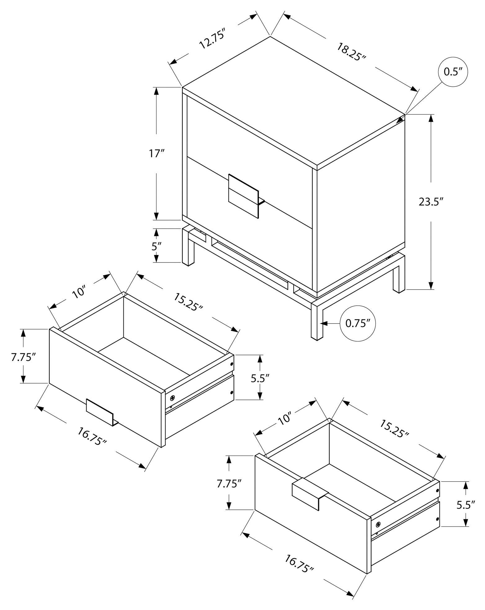 TABLE D'APPOINT - 24"H / ESPRESSO / MÉTAL DORÉ 