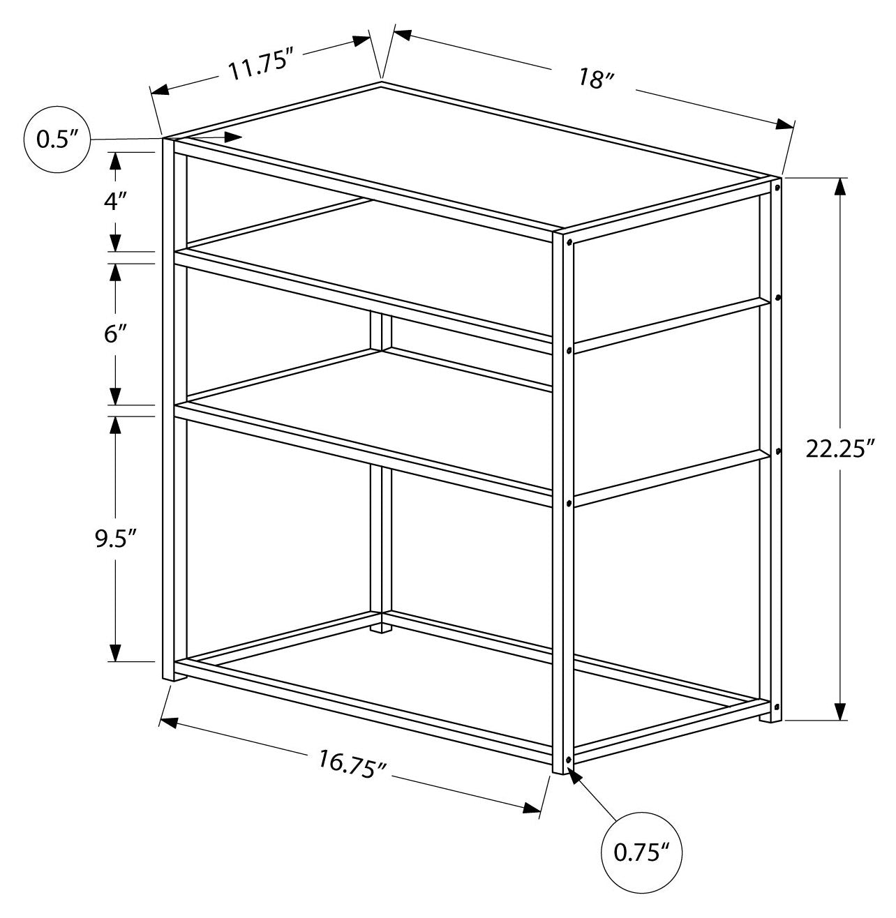 TABLE D'APPOINT - 22"H / NOIR / METAL NOIR 