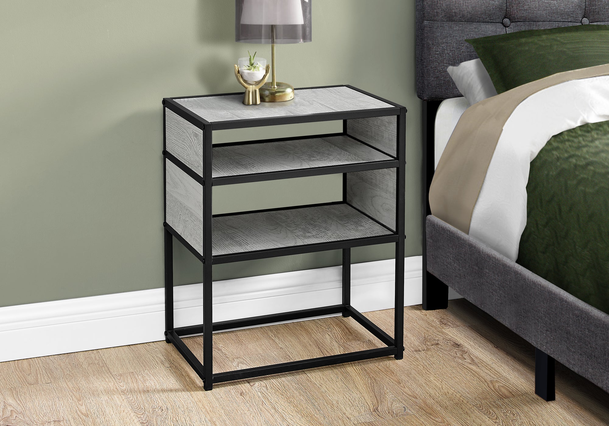 TABLE D'APPOINT - 22"H / GRIS / METAL NOIR 