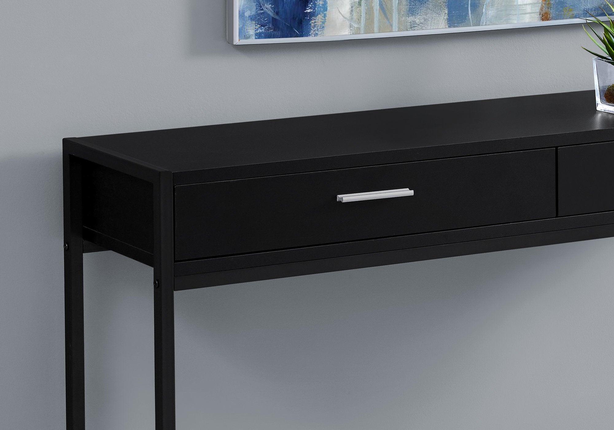TABLE D'APPOINT - 48"L / NOIR / CONSOLE D'ENTREE METAL NOIR 