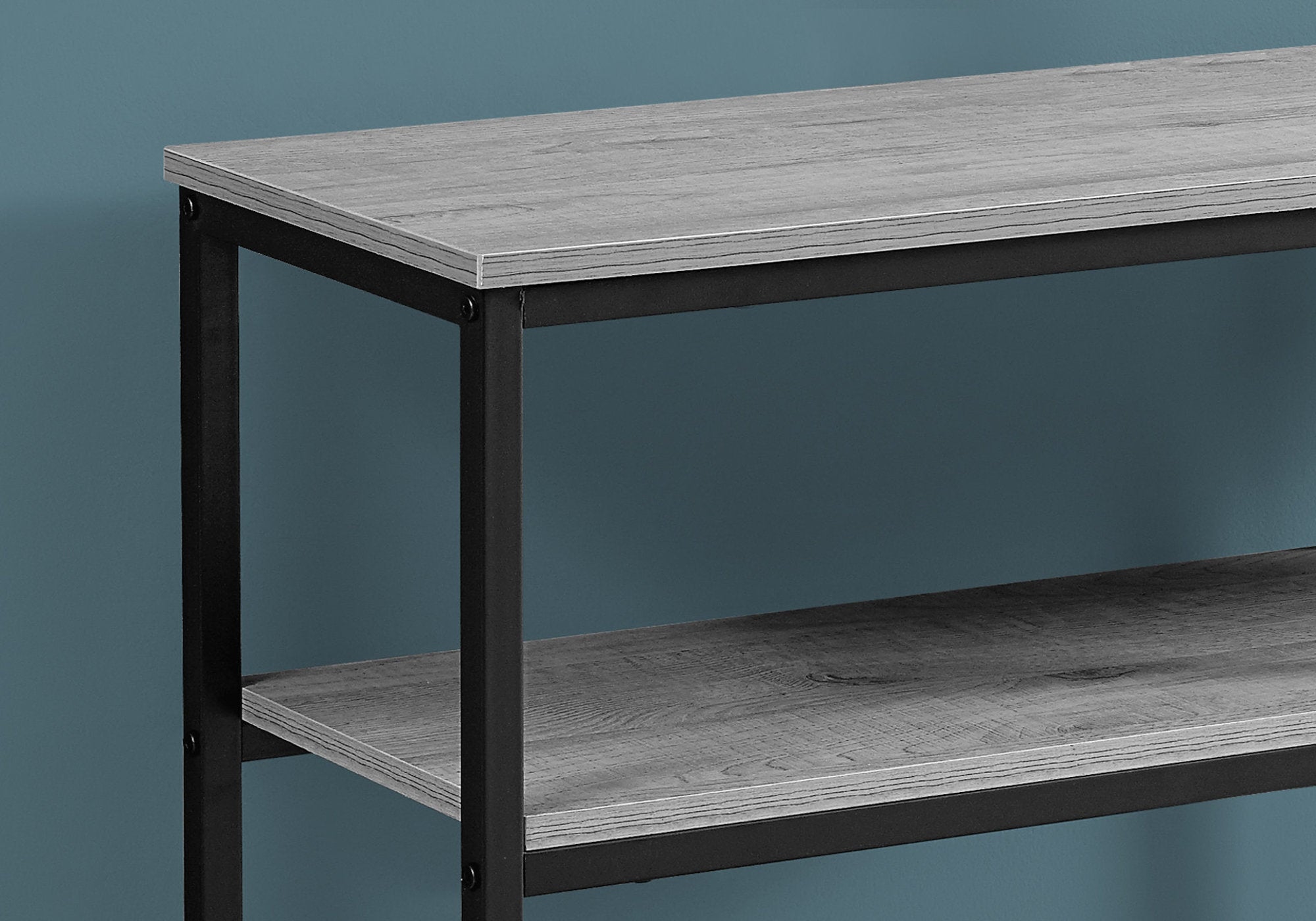 TABLE D'APPOINT - 42"L / CONSOLE D'ENTREE METAL GRIS / NOIR 