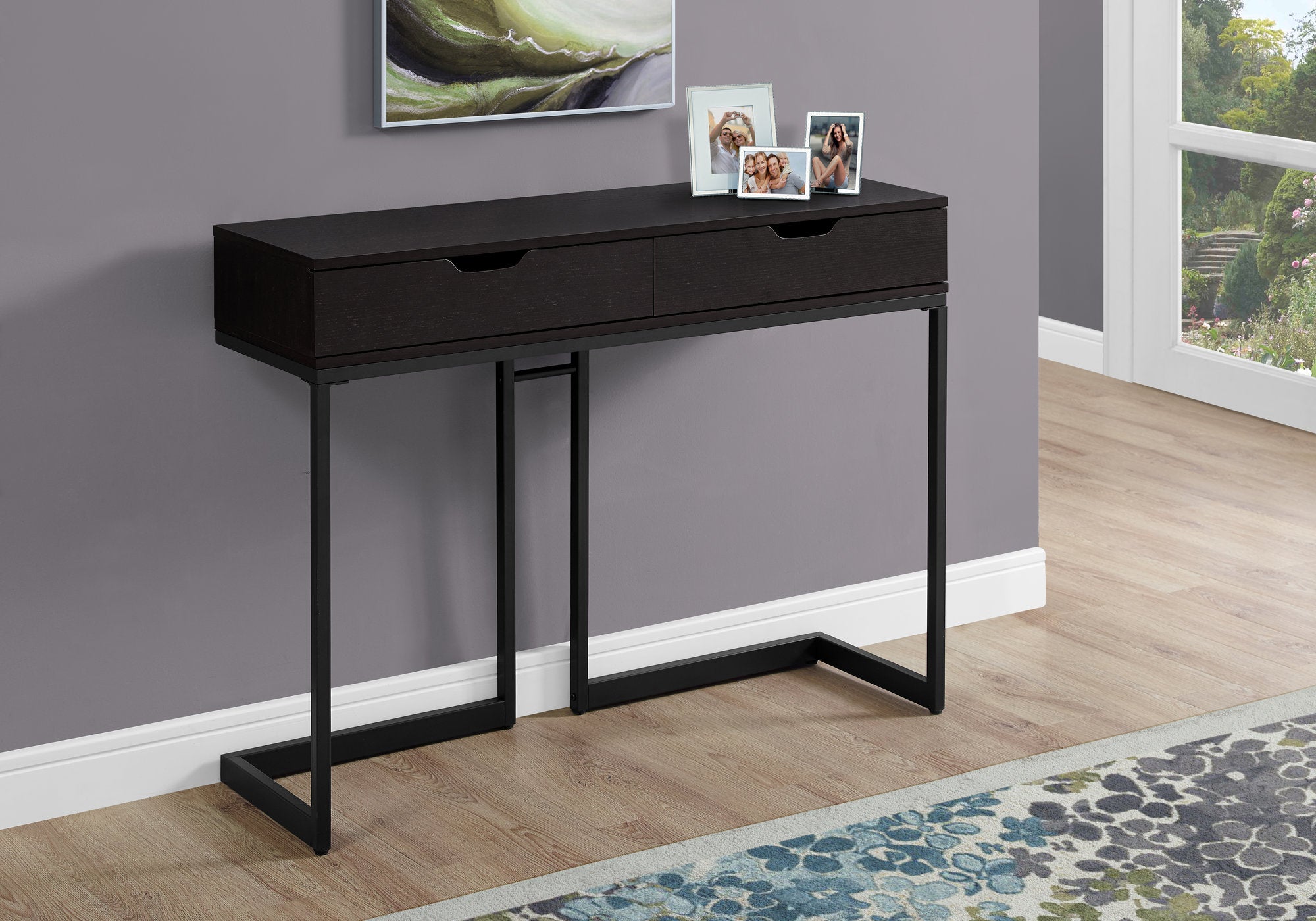 TABLE D'APPOINT - 42"L / ESPRESSO / CONSOLE D'ENTREE NOIRE 