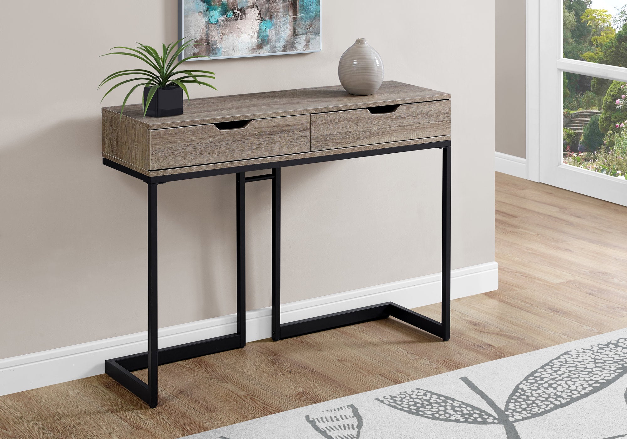 TABLE D'APPOINT - 42"L / TAUPE FONCE / CONSOLE D'ENTREE NOIRE 