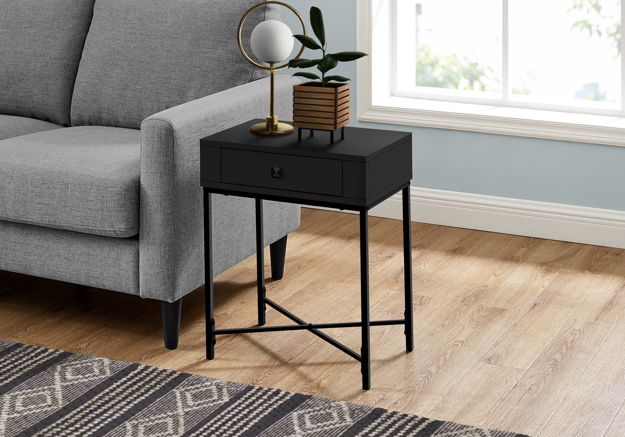 TABLE D'APPOINT - 22"H / NOIR / METAL NOIR 