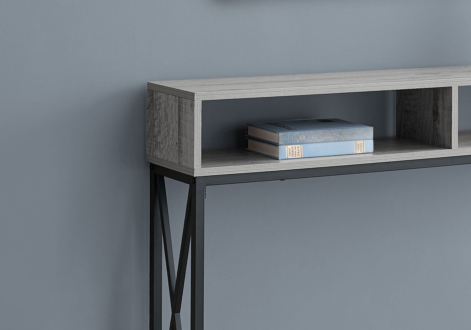 TABLE D'APPOINT - 48"L / CONSOLE D'ENTREE METAL GRIS / NOIR 