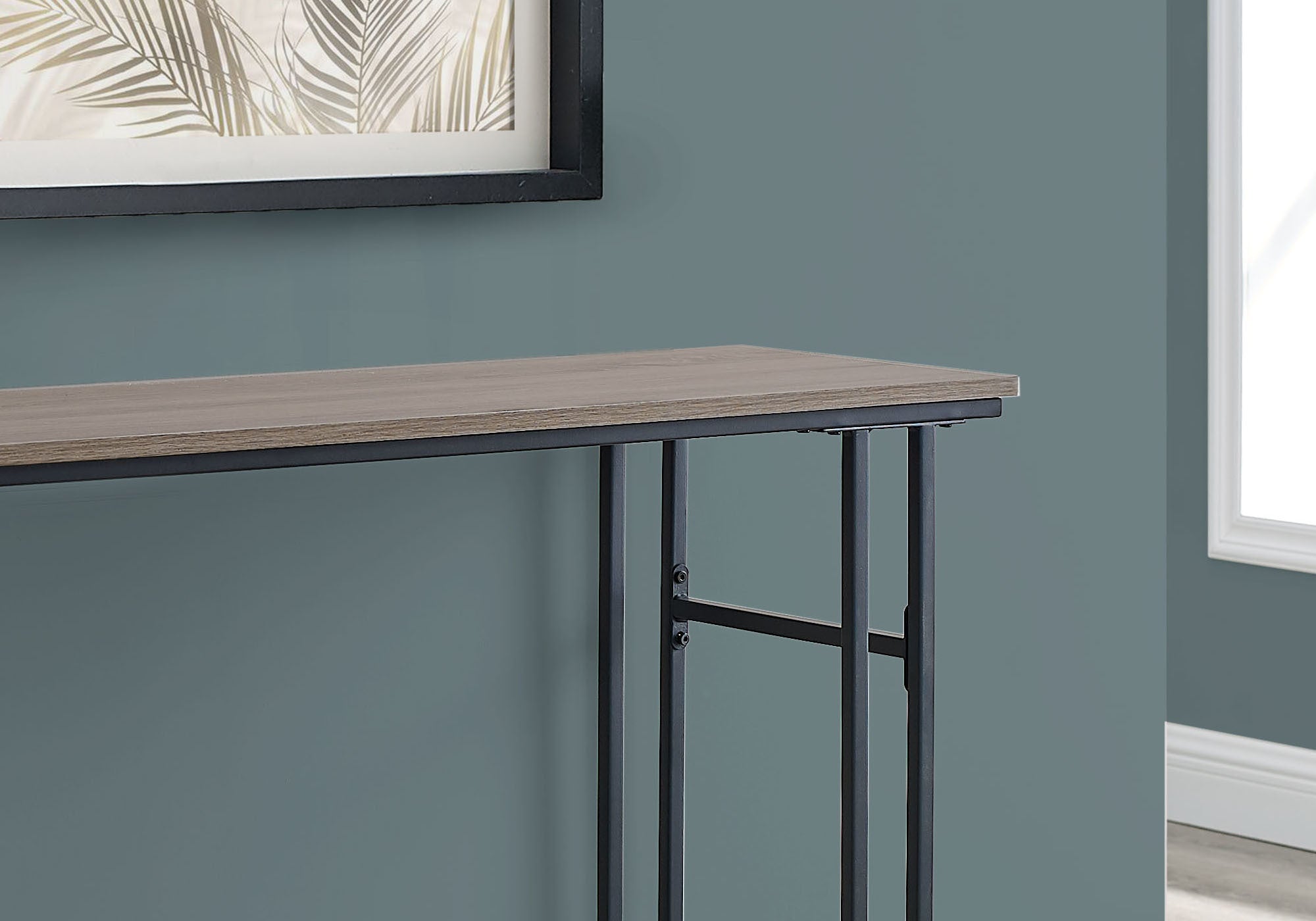 TABLE D'APPOINT - 48"L / CONSOLE D'ENTREE TAUPE / METAL NOIR 