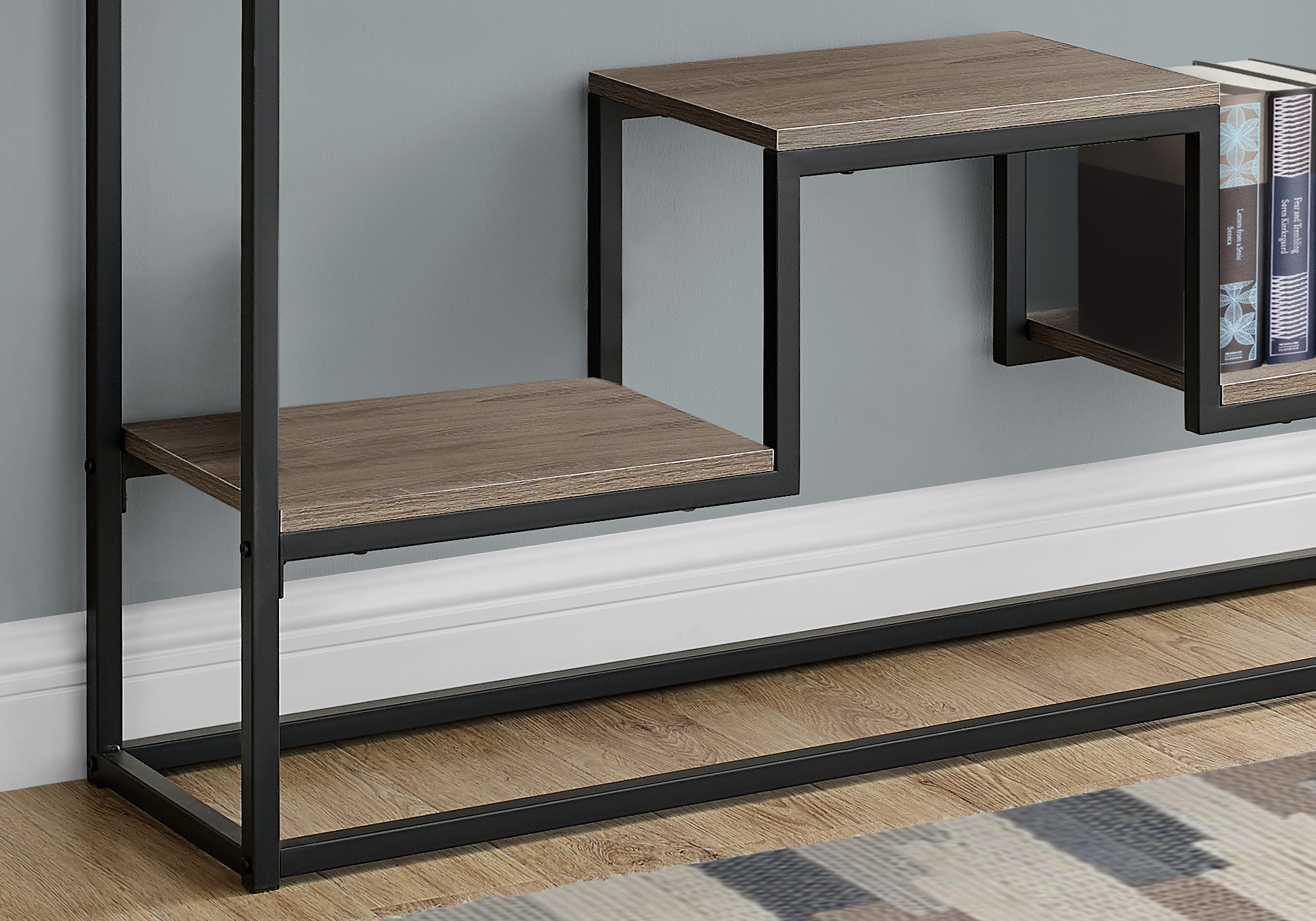 TABLE D'APPOINT - 48"L / CONSOLE D'ENTREE TAUPE / METAL NOIR 