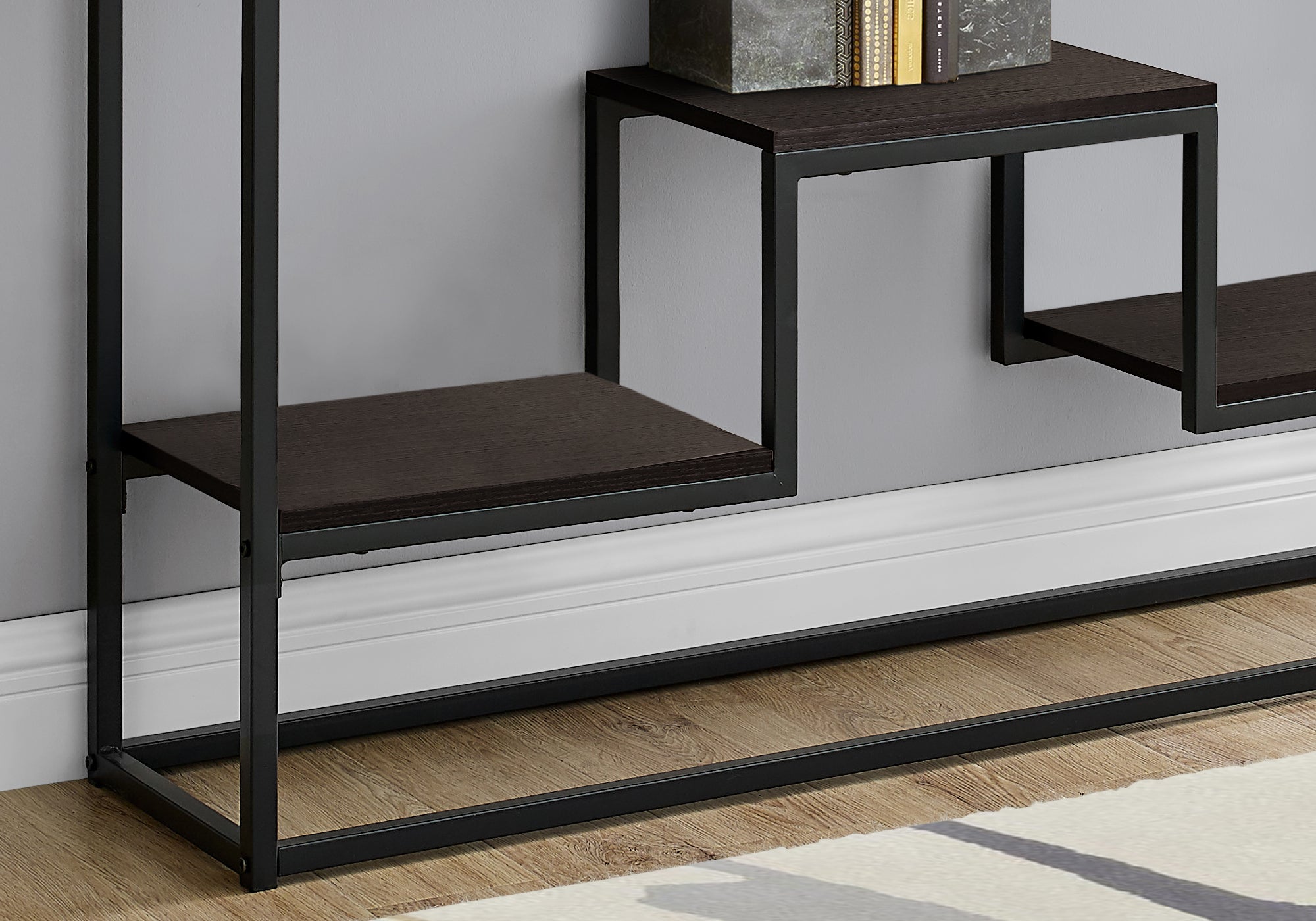 TABLE D'APPOINT - 48"L / ESPRESSO / CONSOLE D'ENTREE METAL NOIR 