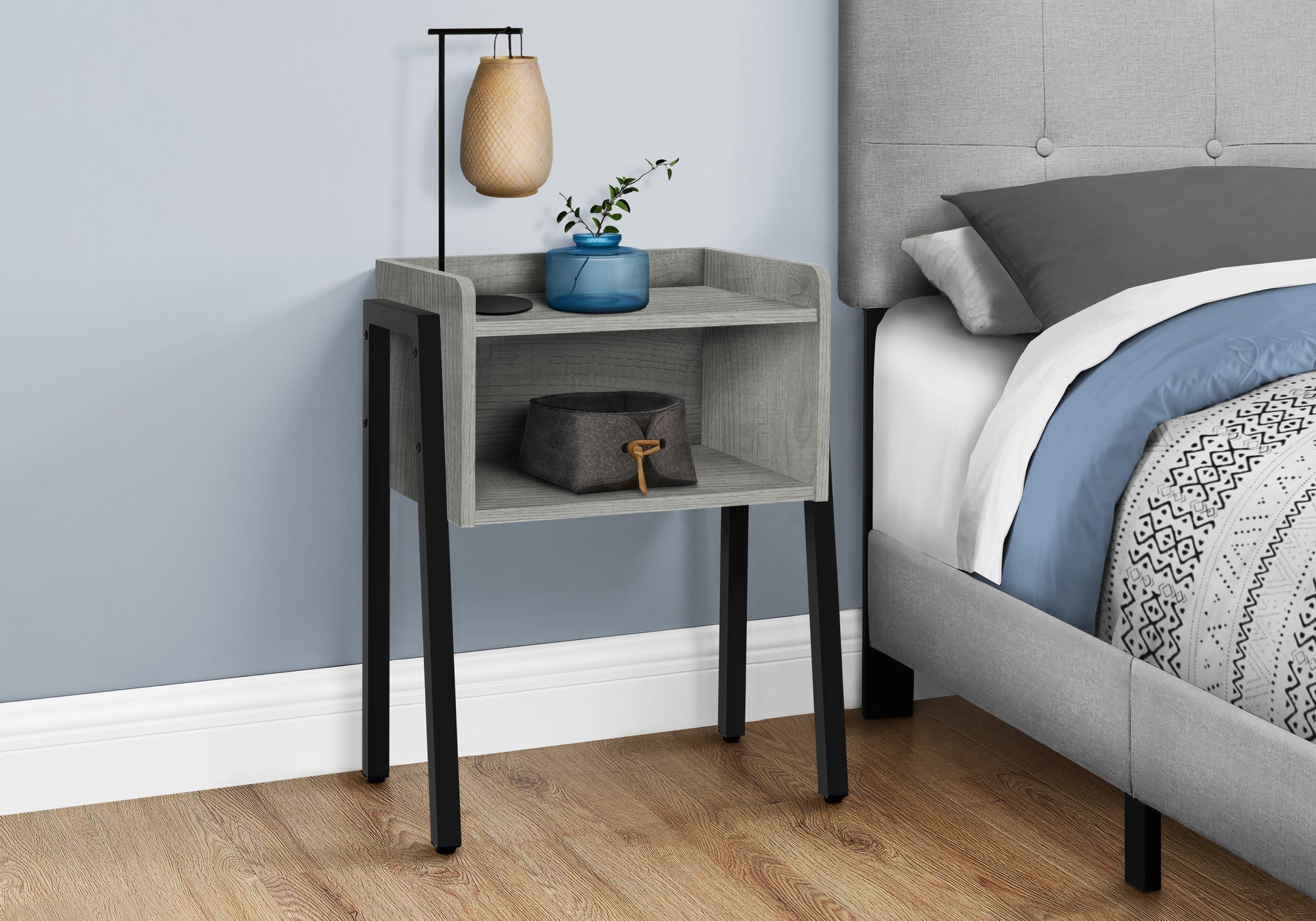 TABLE D'APPOINT - 23"H / GRIS / METAL NOIR 