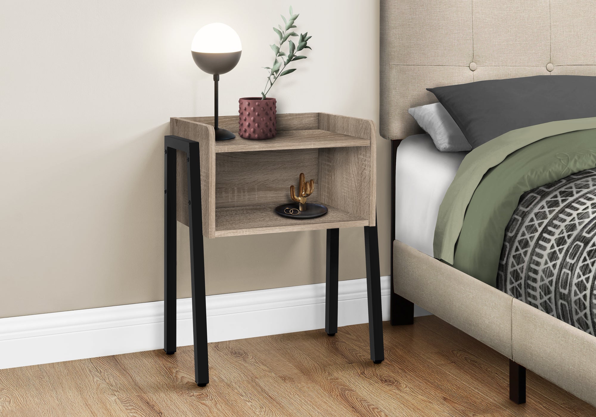 TABLE D'APPOINT - 23"H / TAUPE FONCE / METAL NOIR 