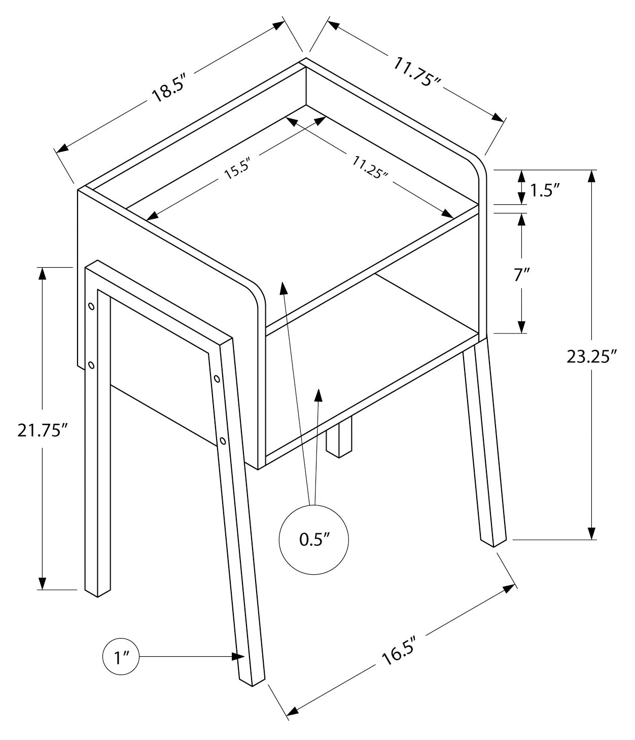 TABLE D'APPOINT - 23"H / ESPRESSO / METAL NOIR 