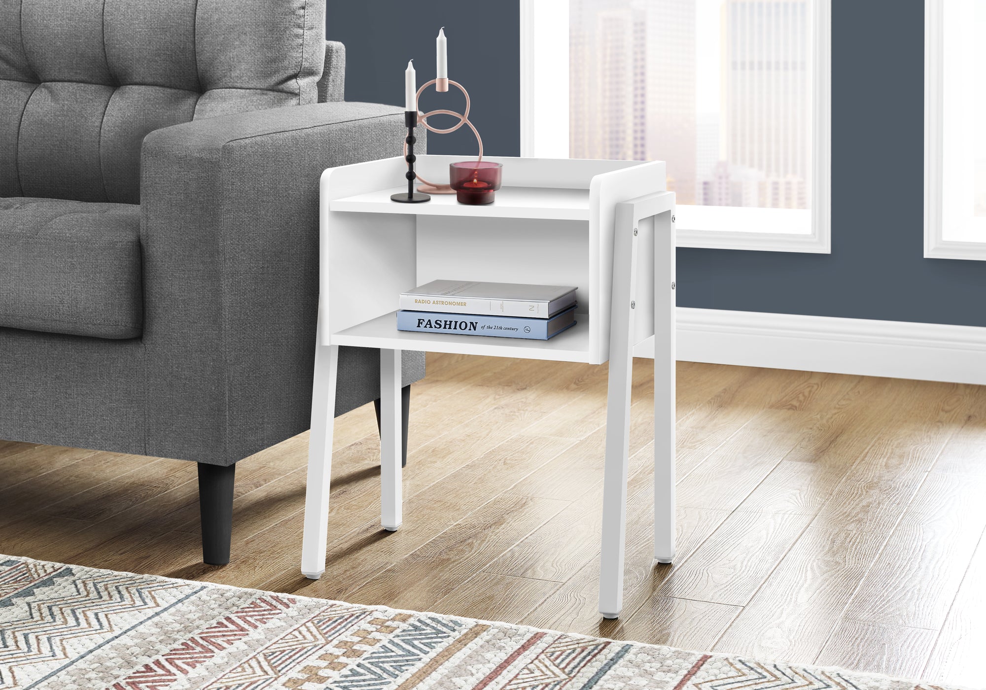 TABLE D'APPOINT - 23"H / BLANC / METAL BLANC 