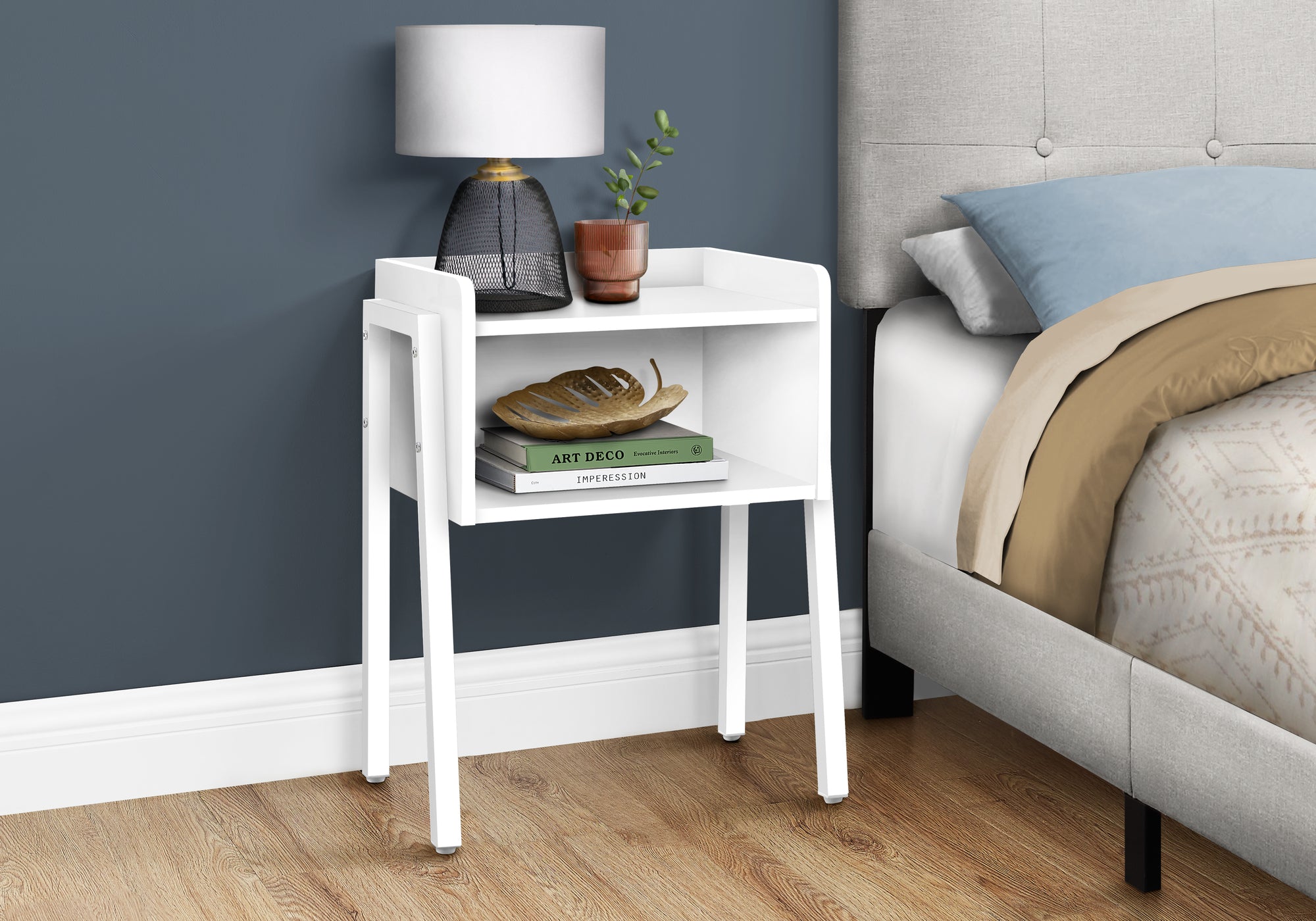 TABLE D'APPOINT - 23"H / BLANC / METAL BLANC 