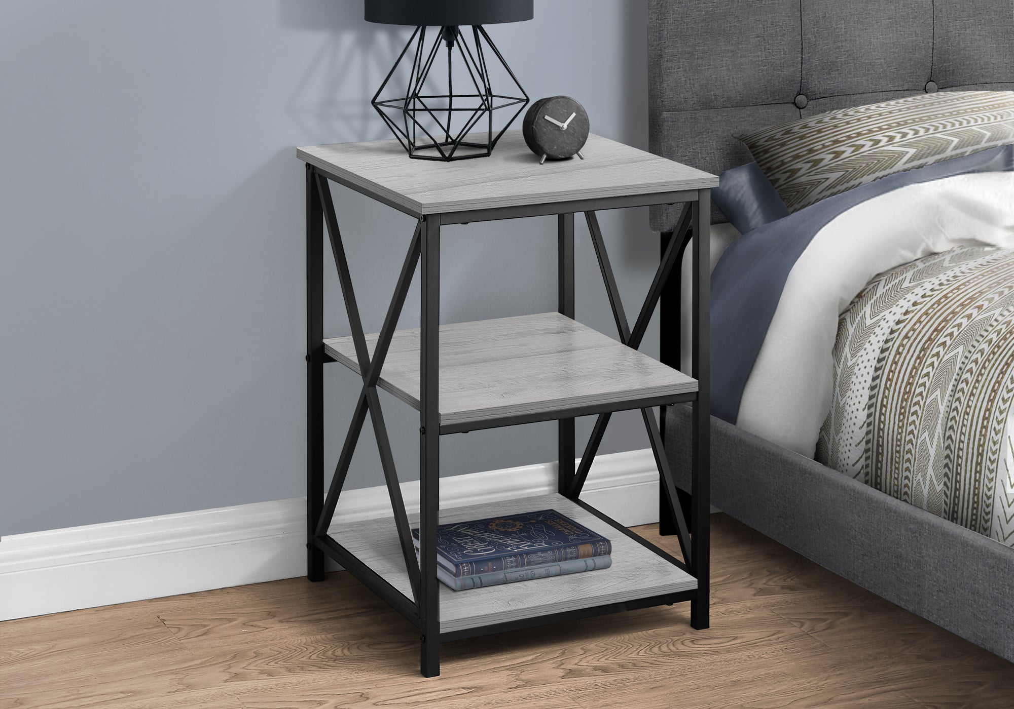 TABLE D'APPOINT - 26"H / GRIS / METAL NOIR 