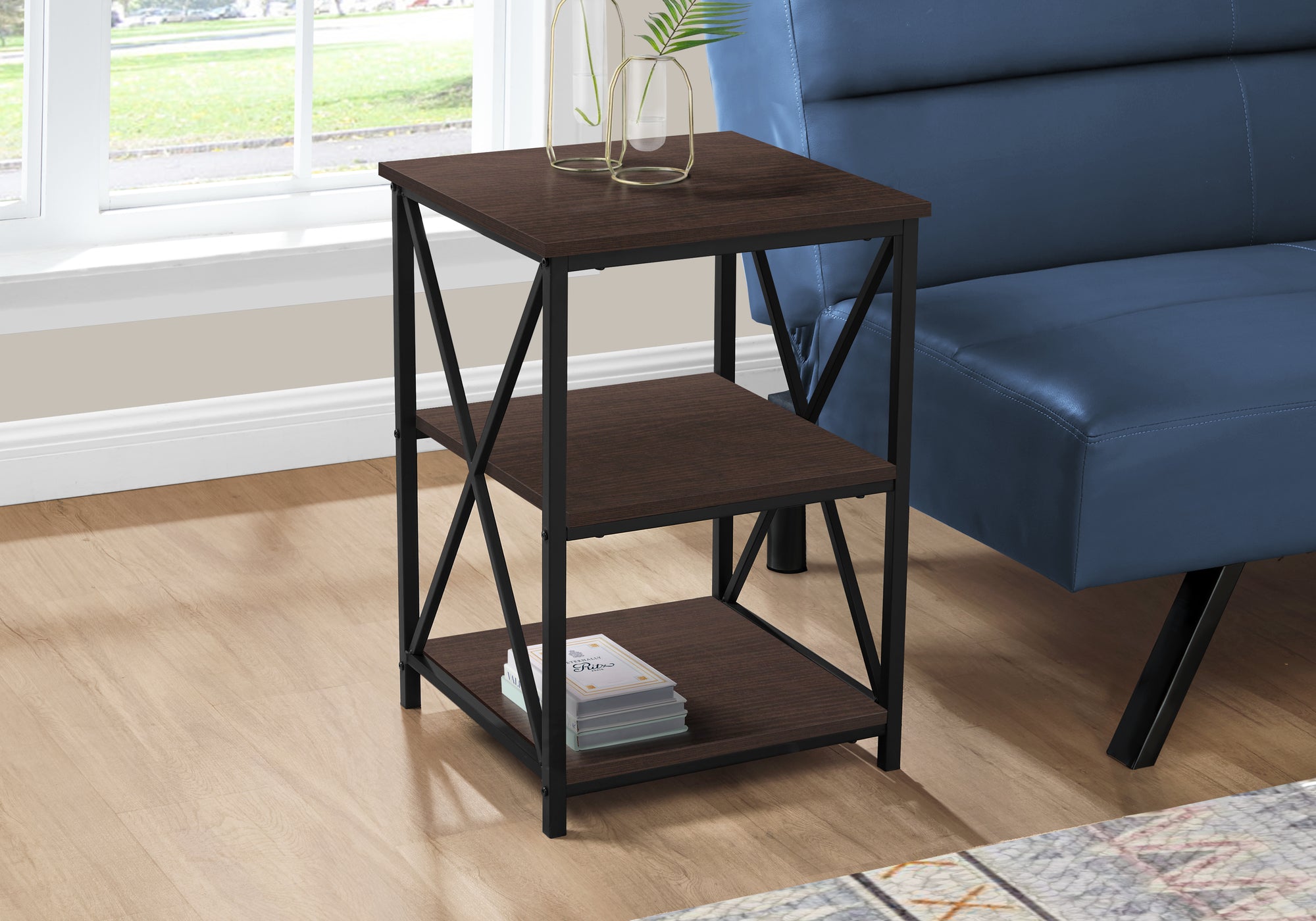 TABLE D'APPOINT - 26"H / ESPRESSO / METAL NOIR 