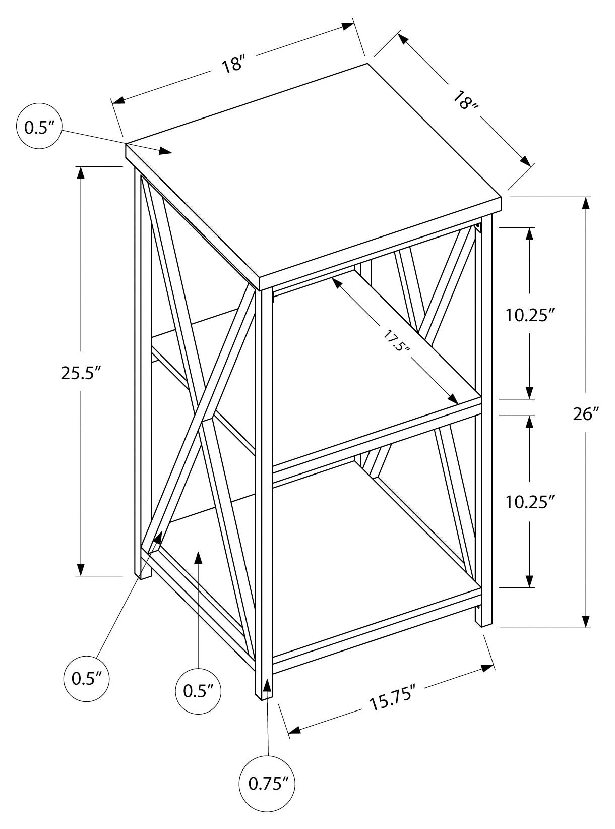 TABLE D'APPOINT - 26"H / BLANC/ METAL BLANC 