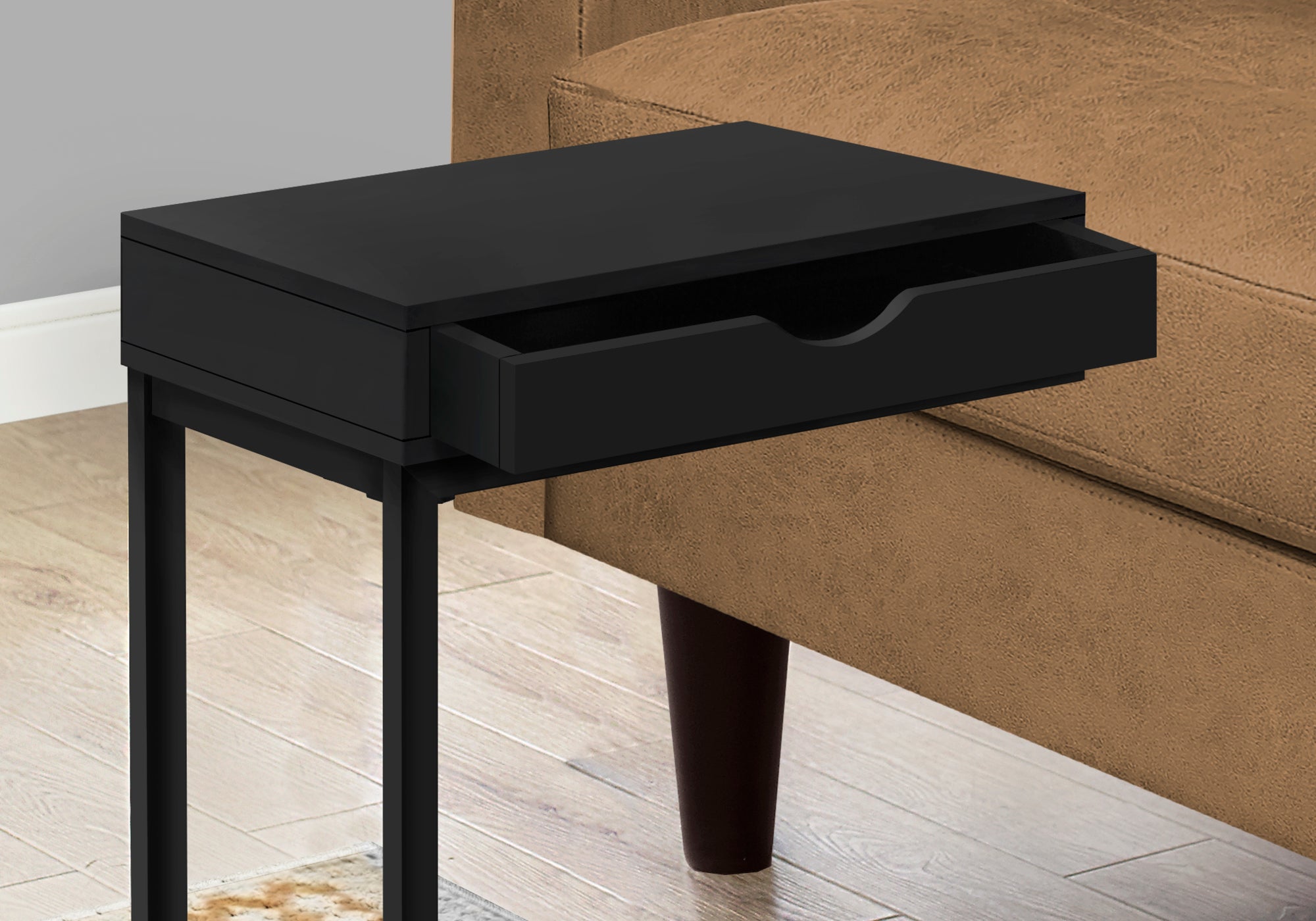 TABLE D'APPOINT - NOIR / MÉTAL NOIR AVEC UN TIROIR 